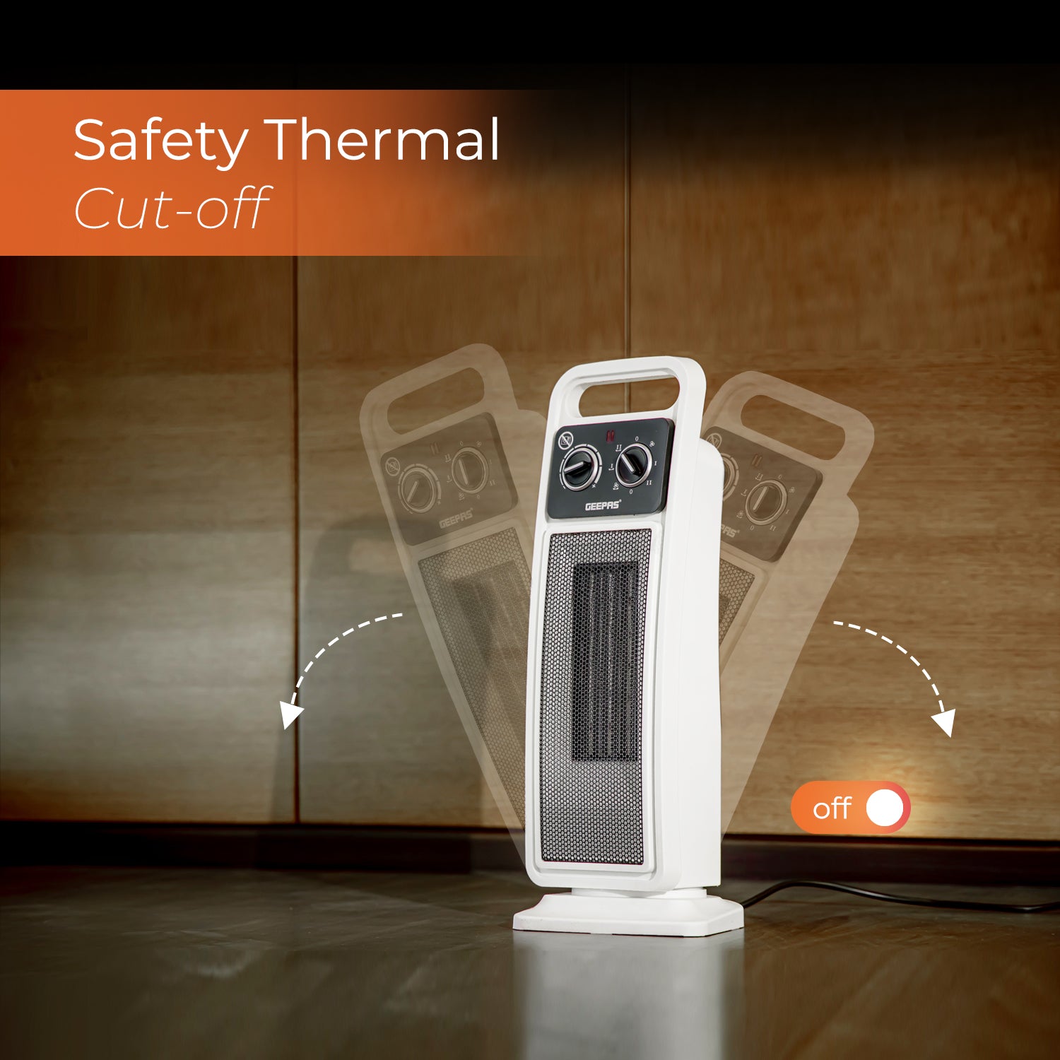 Electric Ceramic PTC Fan Heater - Silver Space Heaters Geepas | For you. For life.