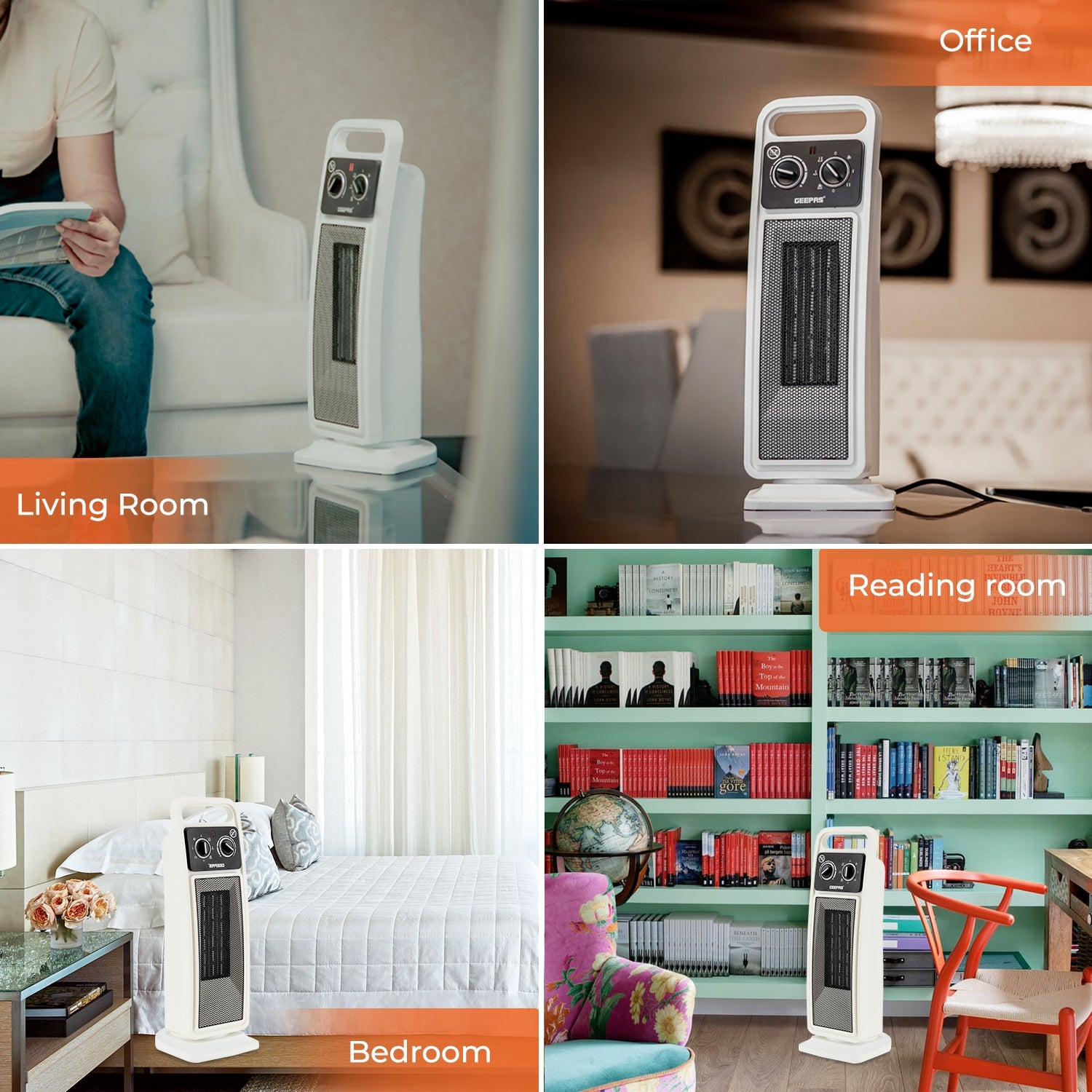 Electric Ceramic PTC Fan Heater - Silver Space Heaters Geepas | For you. For life.