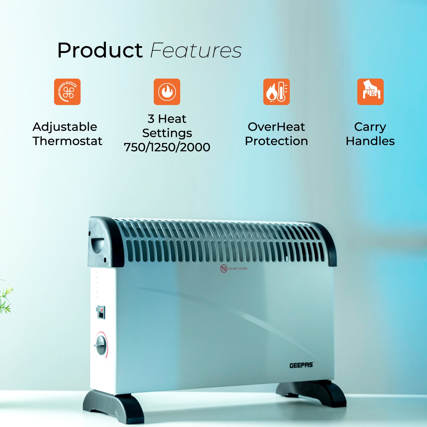 Free Standing Convector Heater & Radiator 2KW Heaters Geepas | For you. For life.