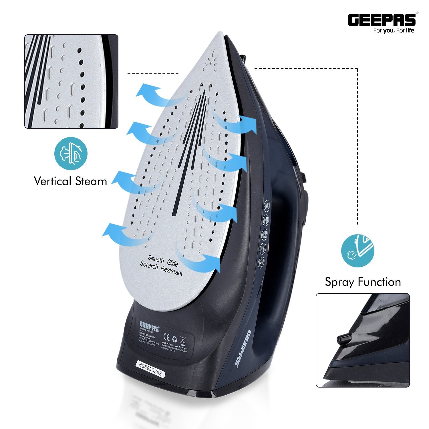 2400W Steam Iron Iron Geepas | For you. For life.