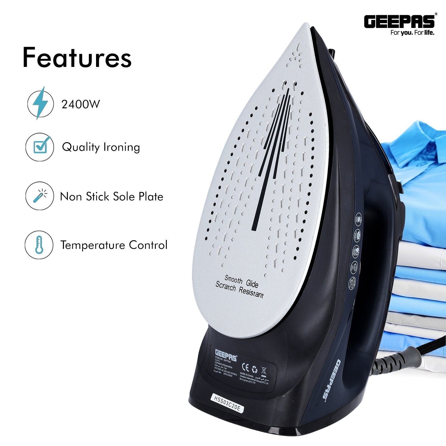 2400W Steam Iron Iron Geepas | For you. For life.