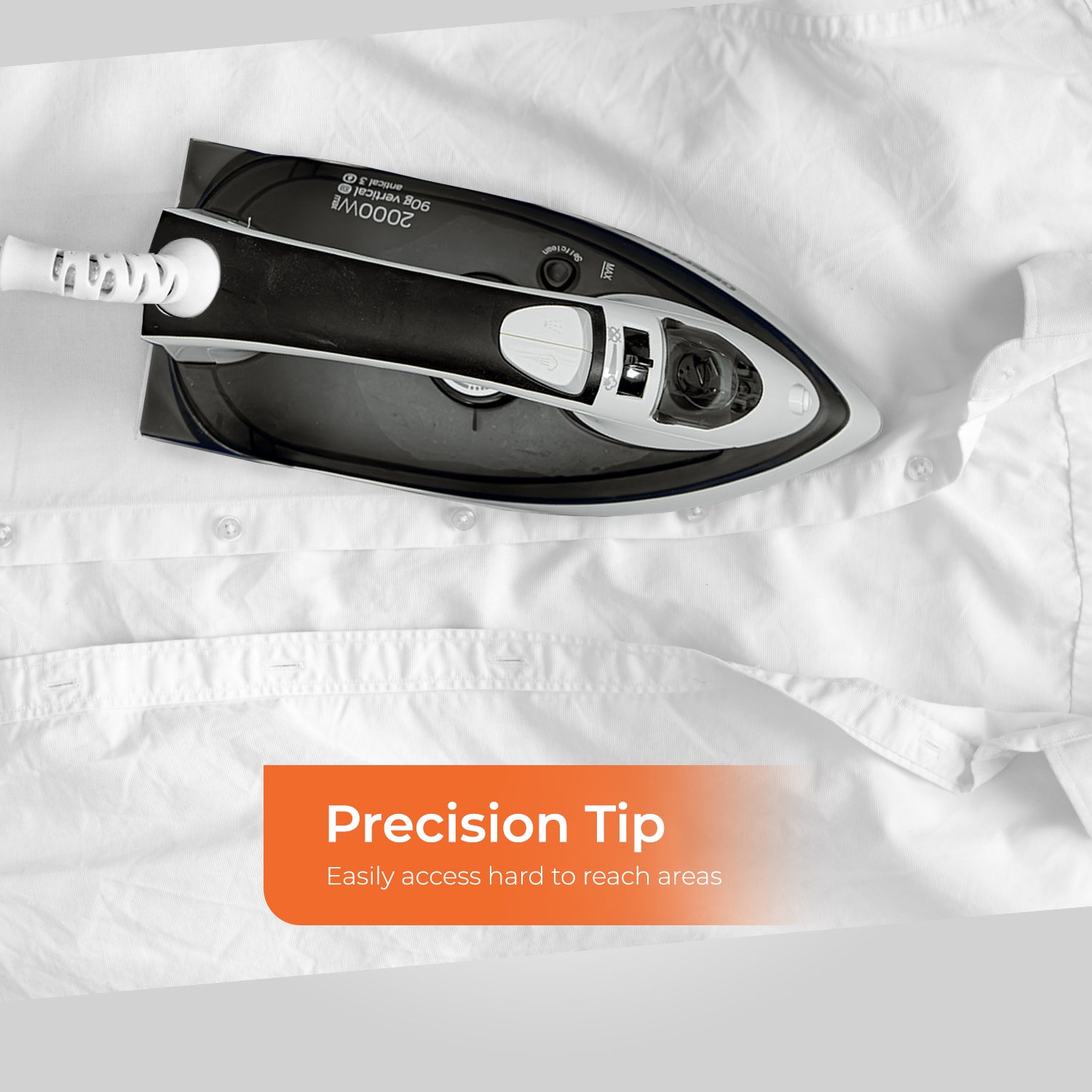 Ceramic Steam Iron 2000W, Temperature Control for Wet/Dry Ironing