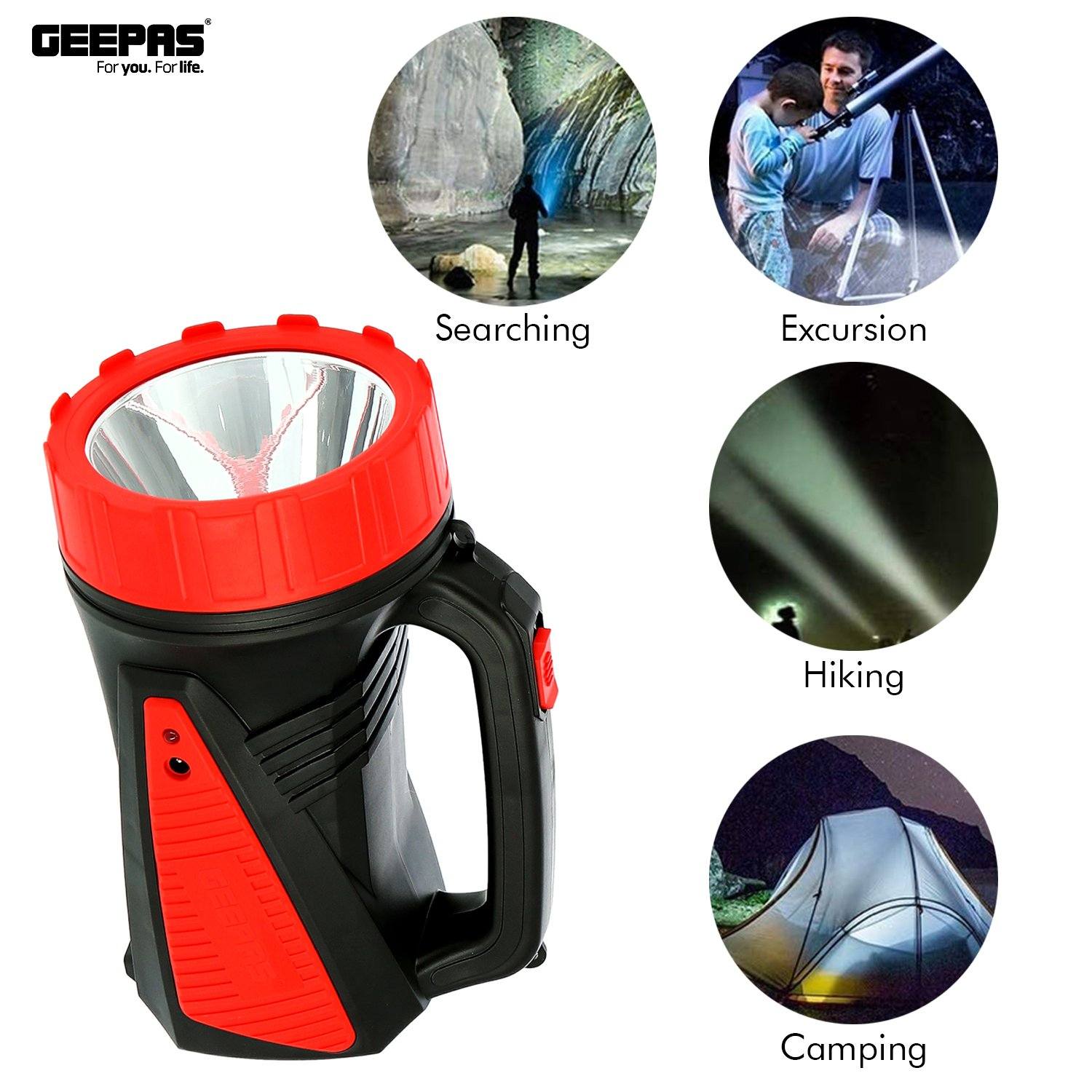 Rechargeable Flash Light Lighting Geepas | For you. For life.