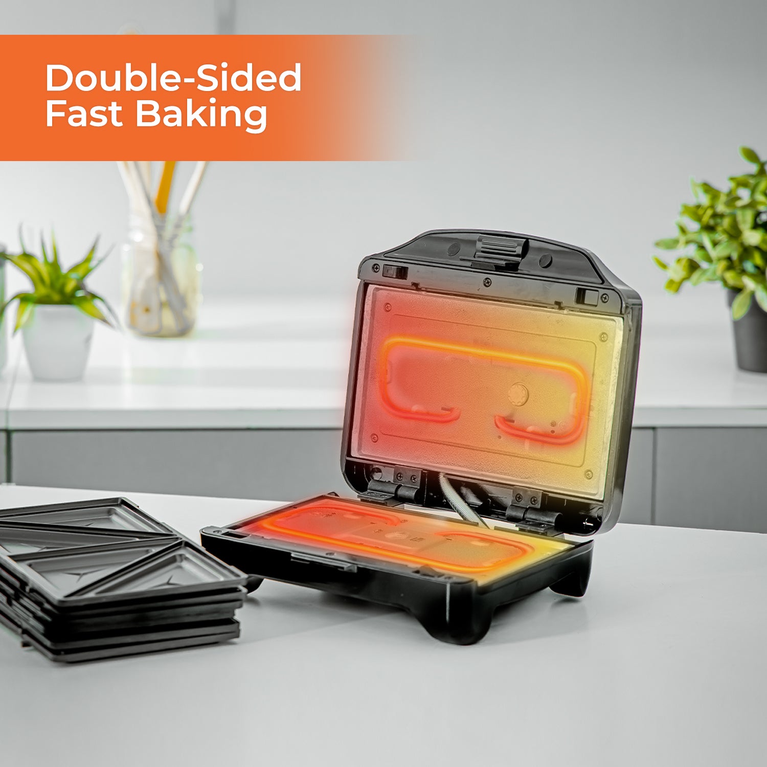 3-in-1 Interchangeable Sandwich Maker, Grill & Waffle Maker