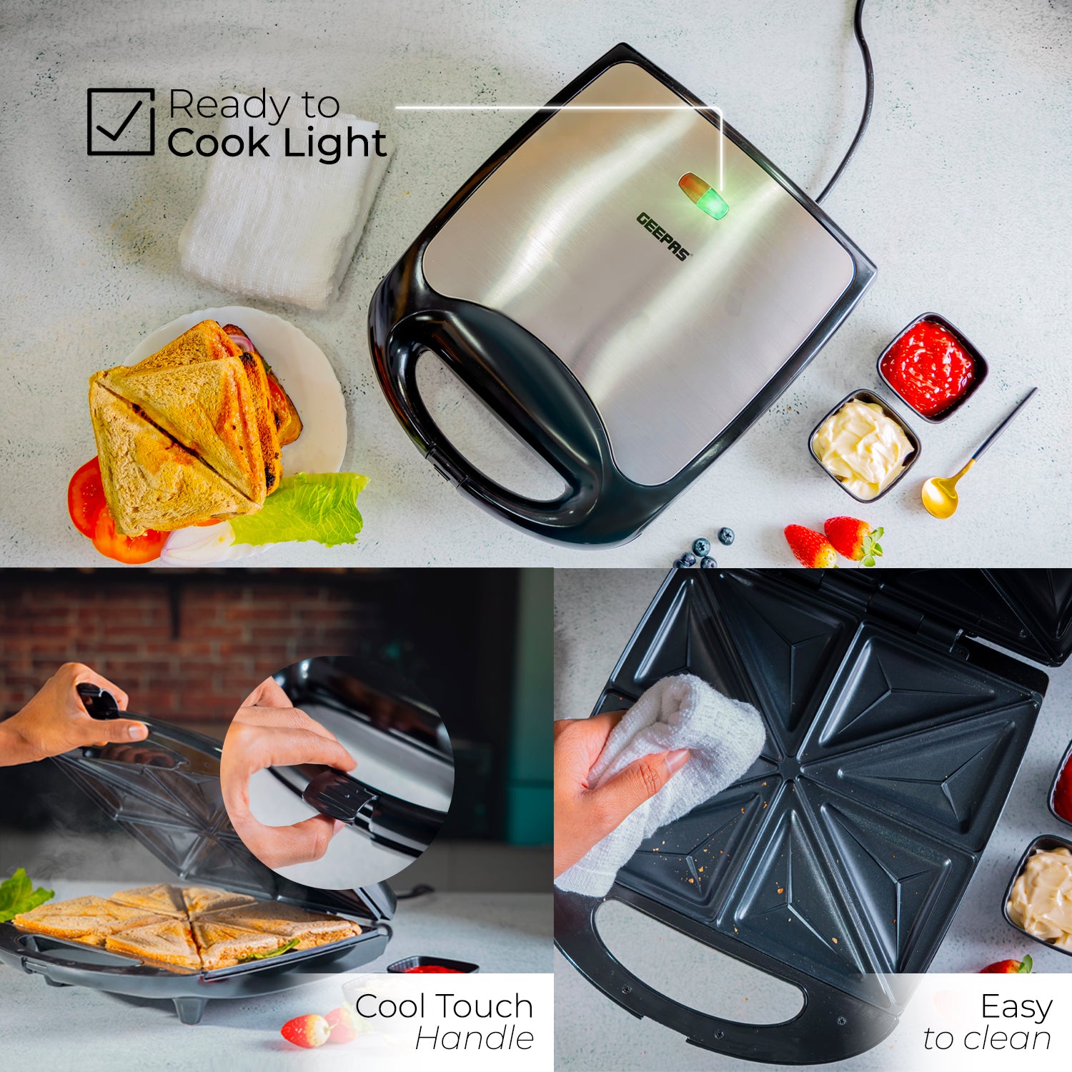 Deep Fill Toastie Maker - 4 Slice Sandwich Toaster, 1100W Sandwich Makers Geepas | For you. For life.