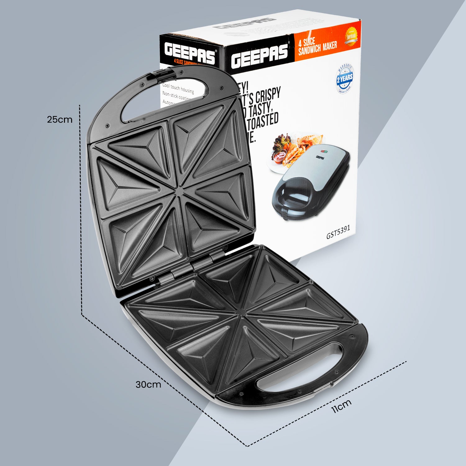Deep Fill Toastie Maker - 4 Slice Sandwich Toaster, 1100W Sandwich Makers Geepas | For you. For life.