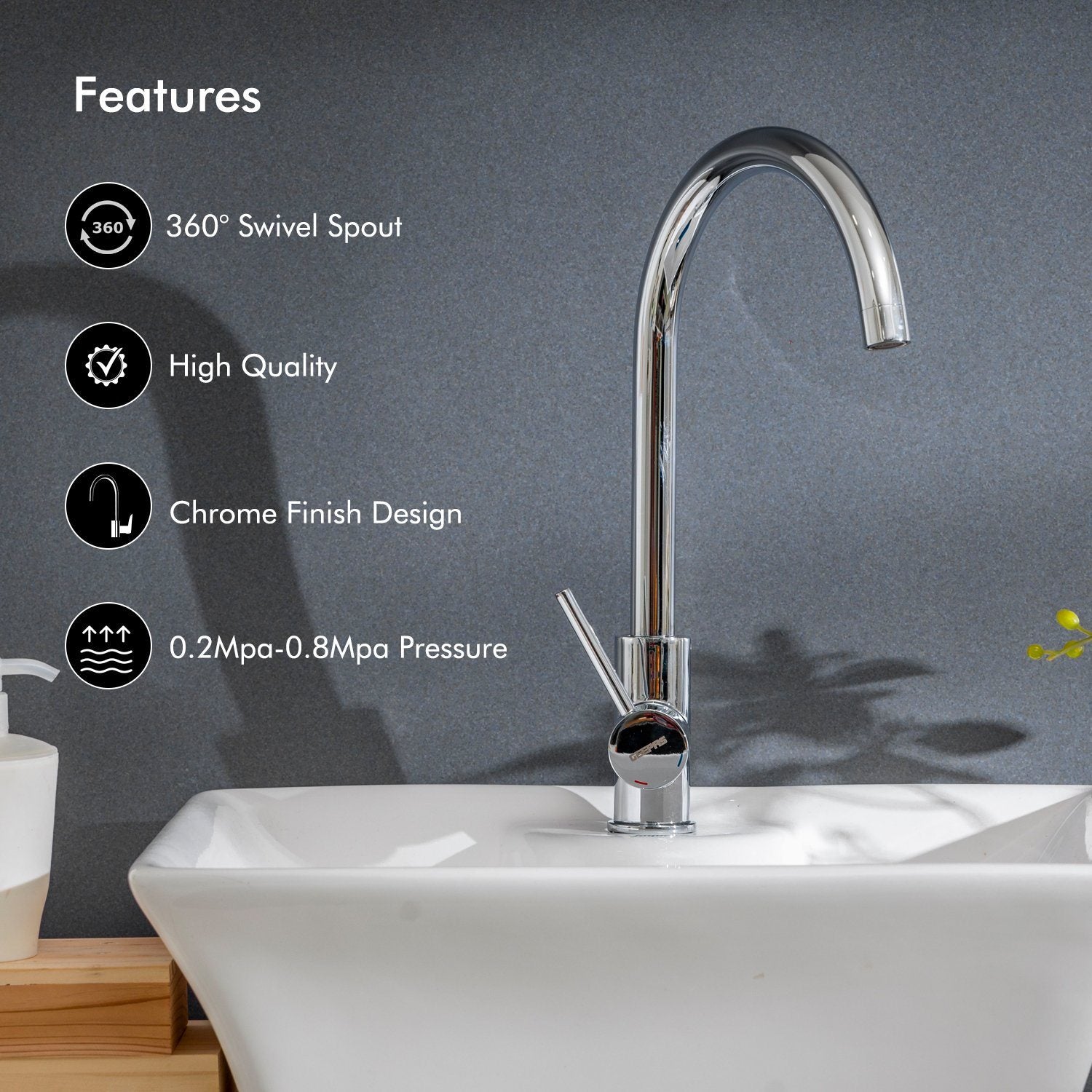 Kitchen Sink Tap Stainless Steel - GSW61010 Kitchen Fixtures Geepas | For you. For life.