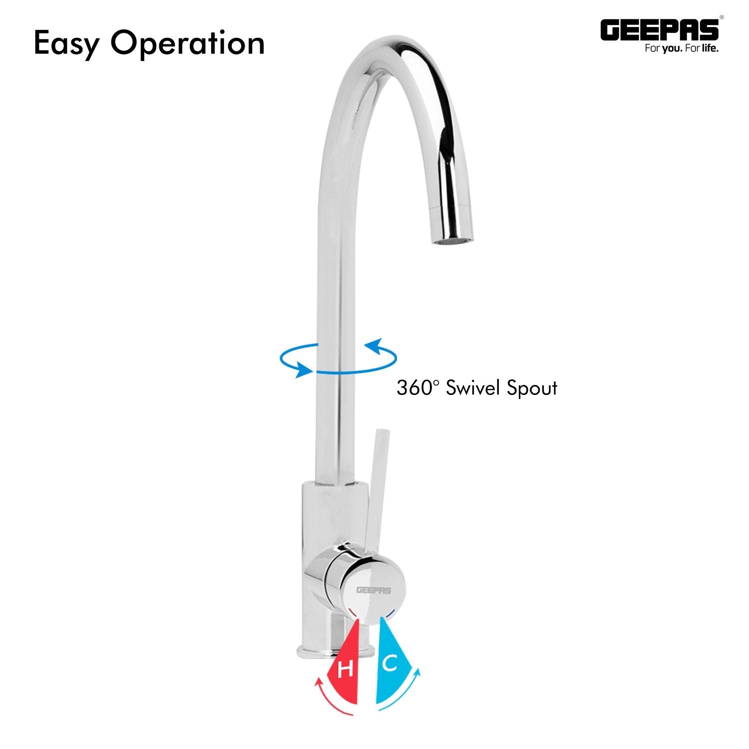 Kitchen Sink Tap Stainless Steel - GSW61010 Kitchen Fixtures Geepas | For you. For life.