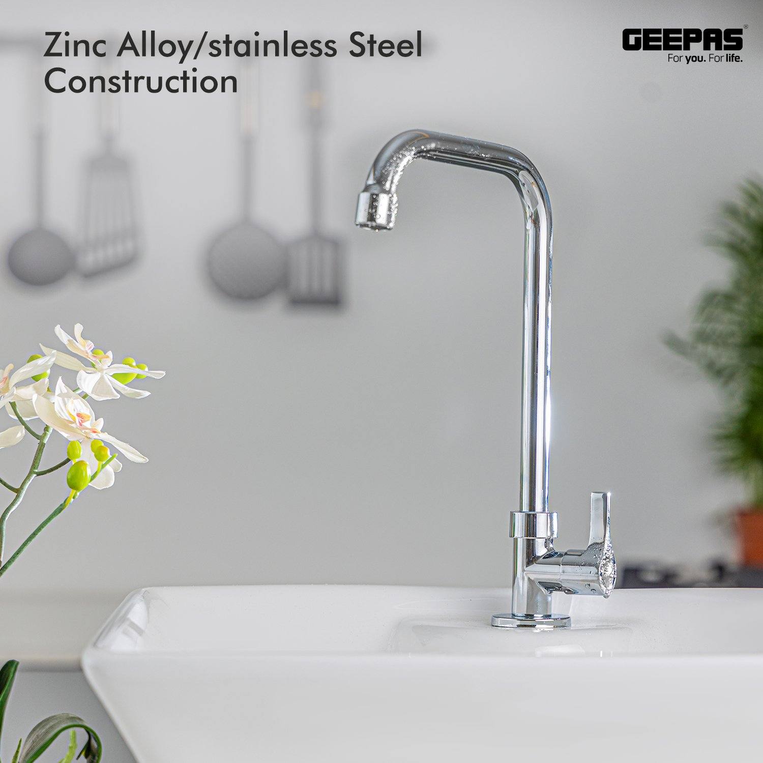 Kitchen Sink Tap Stainless Steel - GSW61017 Kitchen Fixtures Geepas | For you. For life.