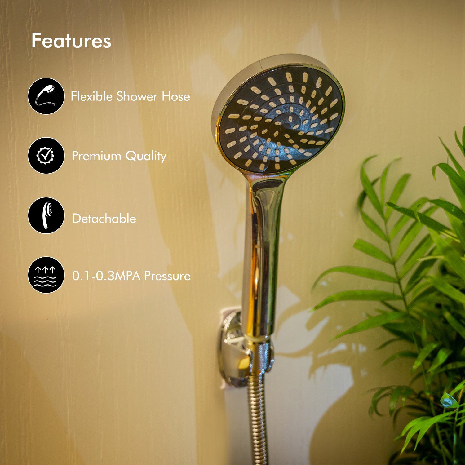 High Pressure Shower Head, Single Function Hand Shower Bathroom Fixtures Geepas | For you. For life.