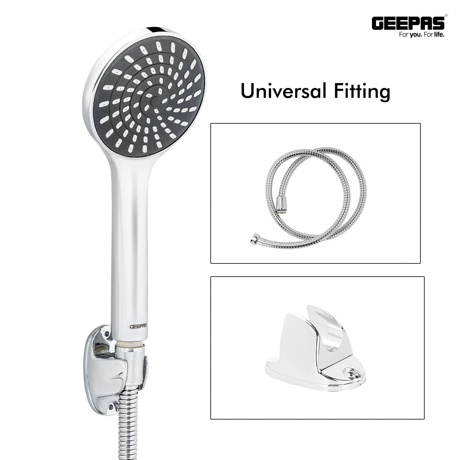 High Pressure Shower Head, Single Function Hand Shower Bathroom Fixtures Geepas | For you. For life.