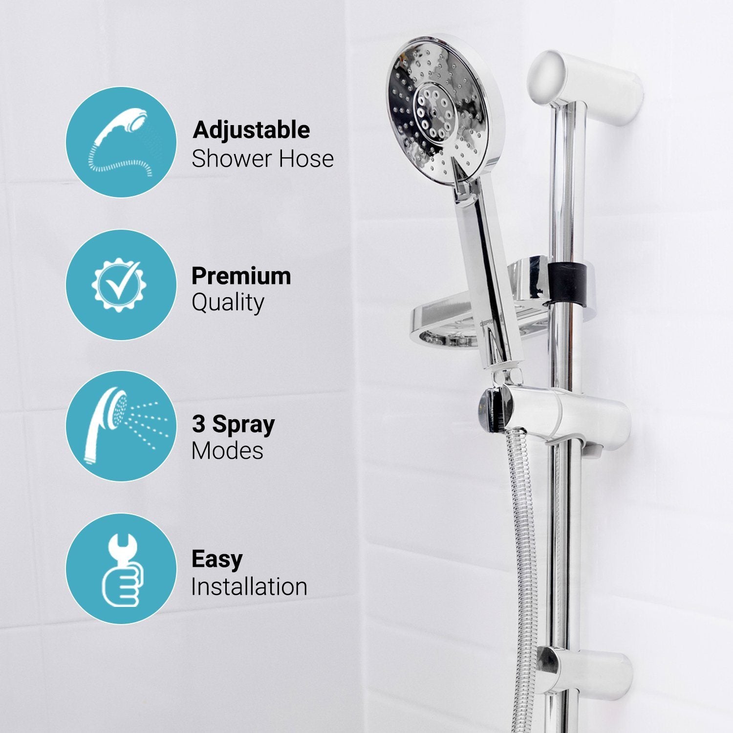Sliding Rail Hand Shower Set Bathroom Fixtures Geepas | For you. For life.