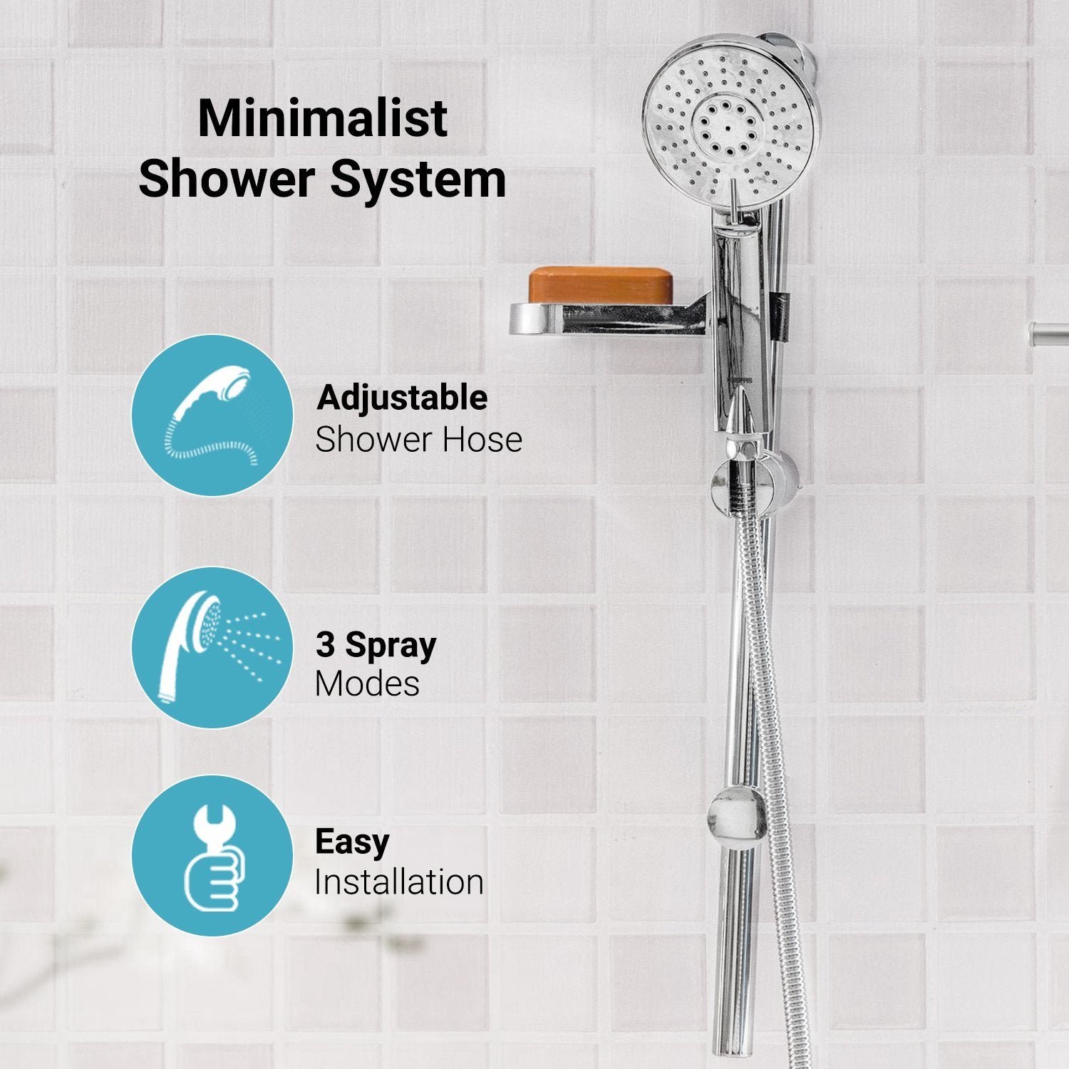 Sliding Rail Hand Shower Set Bathroom Fixtures Geepas | For you. For life.