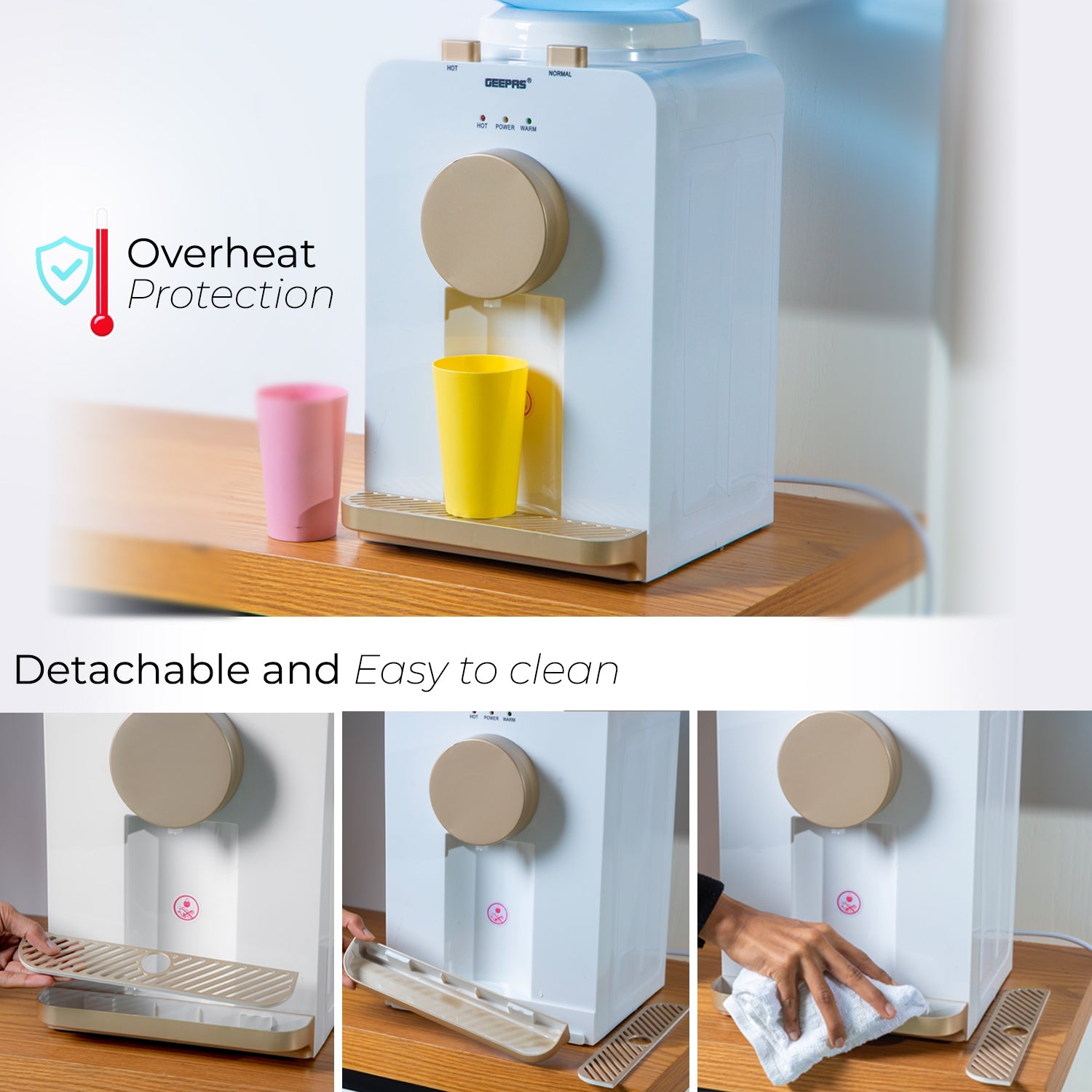 Water Dispenser, Hot & Normal Top Load Water Dispensing Electric Machine Water Dispensers Geepas | For you. For life.