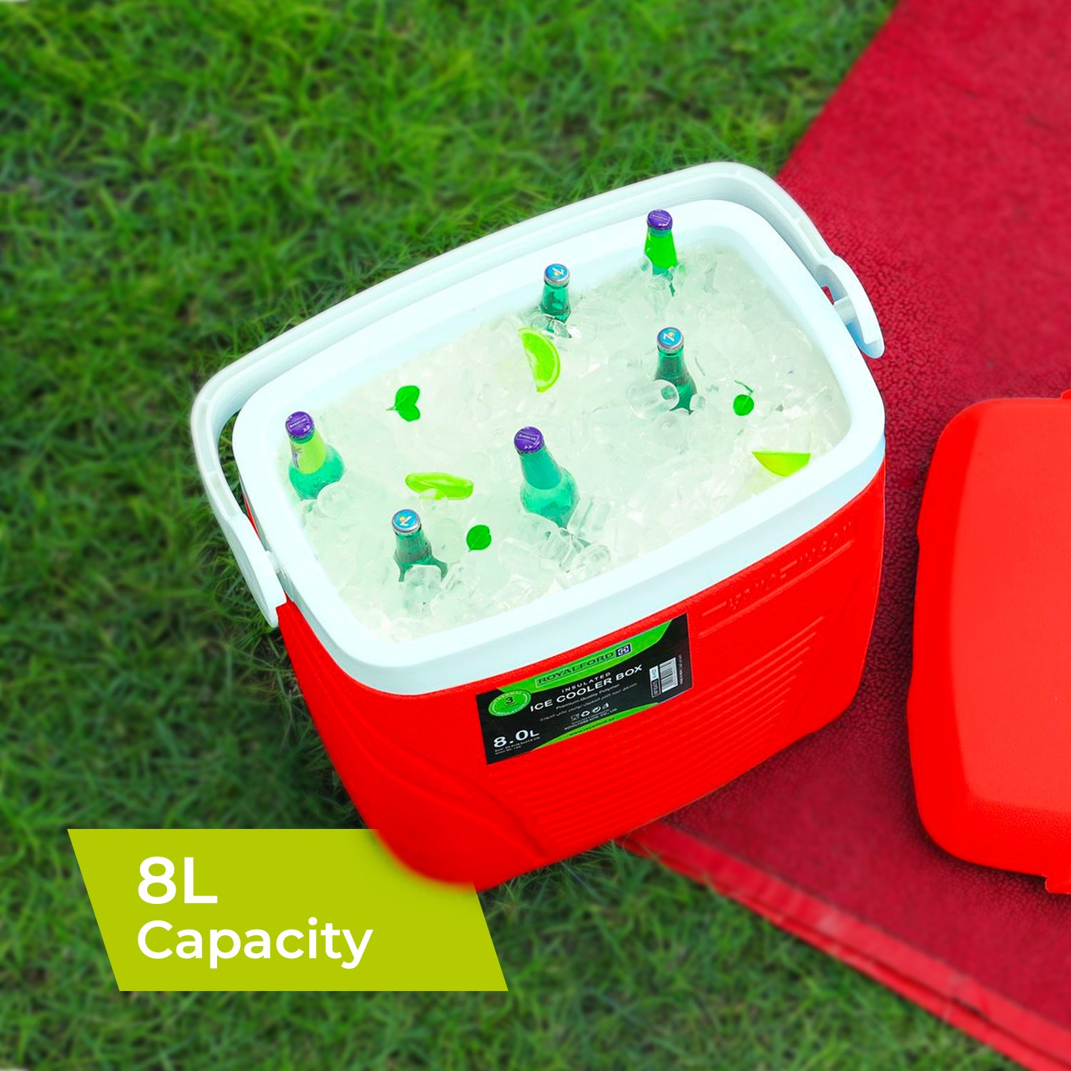 Royalford 8L Red Insulated Ice Cooler Box Coolers