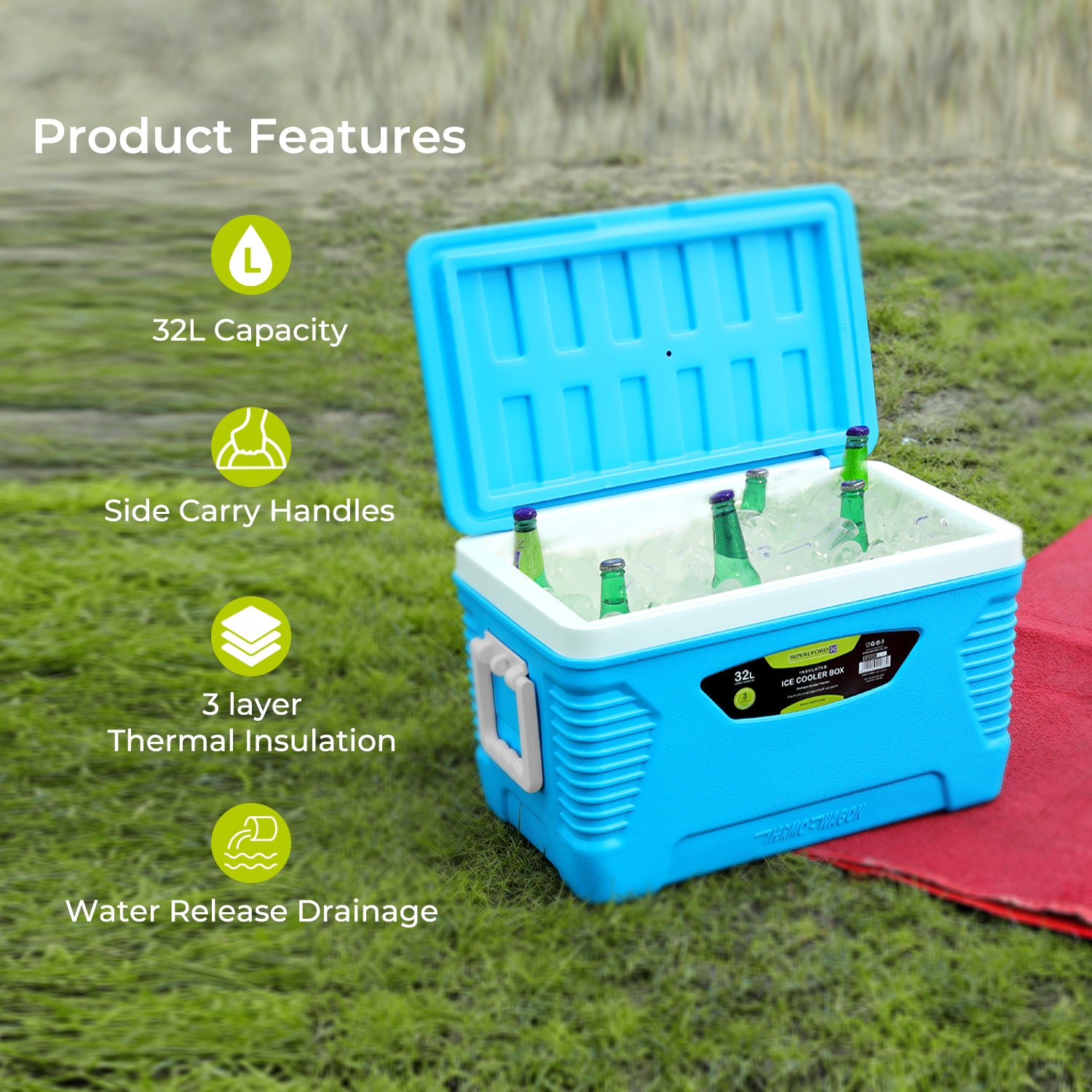 32L Double Insulated Ice Cooler Chest