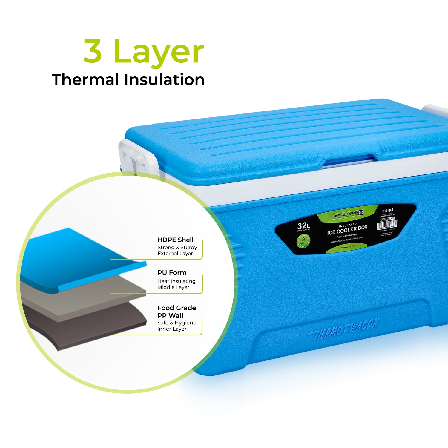 32L Double Insulated Ice Cooler Chest