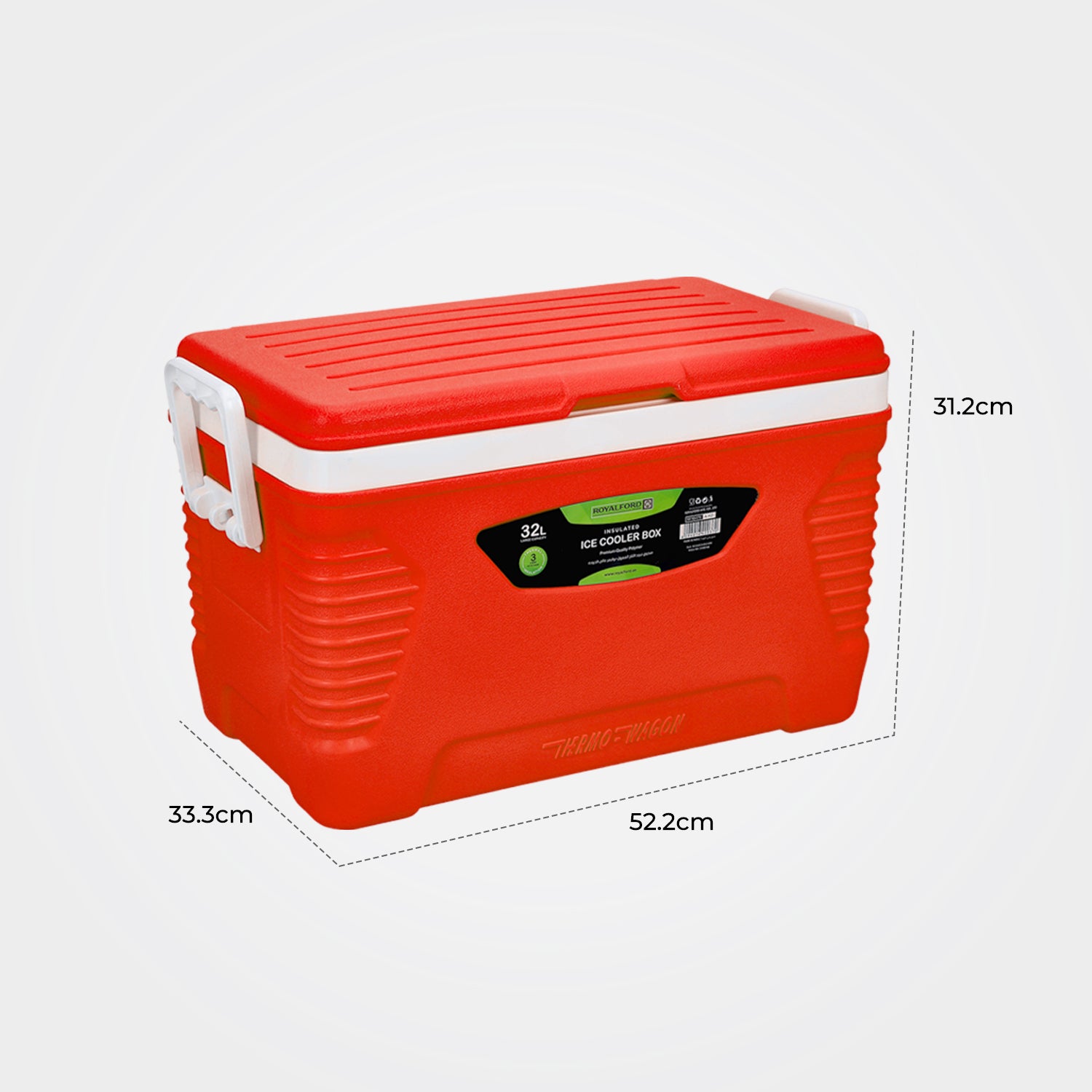 32L Portable Insulated Red Ice Cooler Box