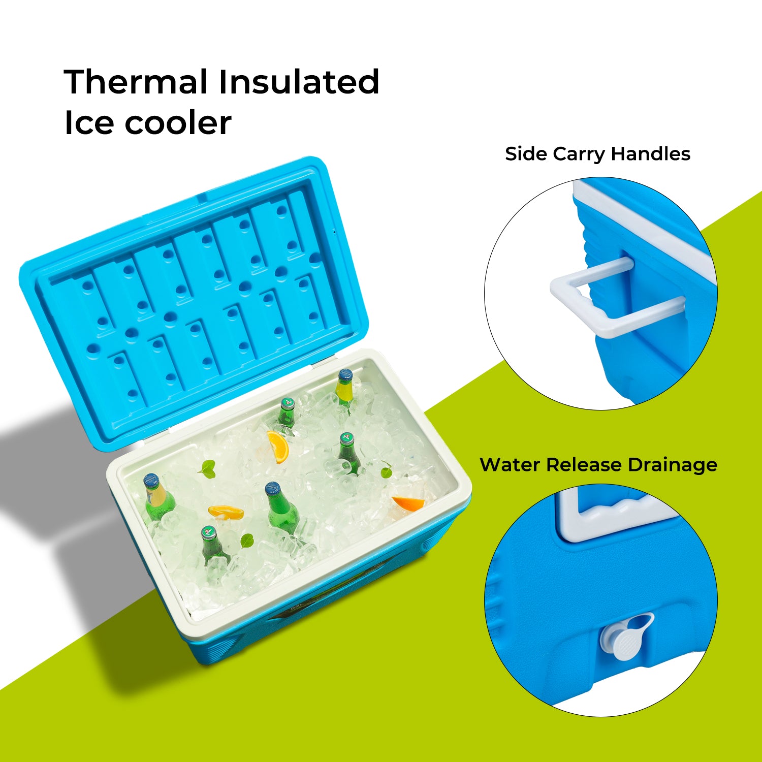 Royalford 62L Blue Insulated Ice Cooler Box Coolers