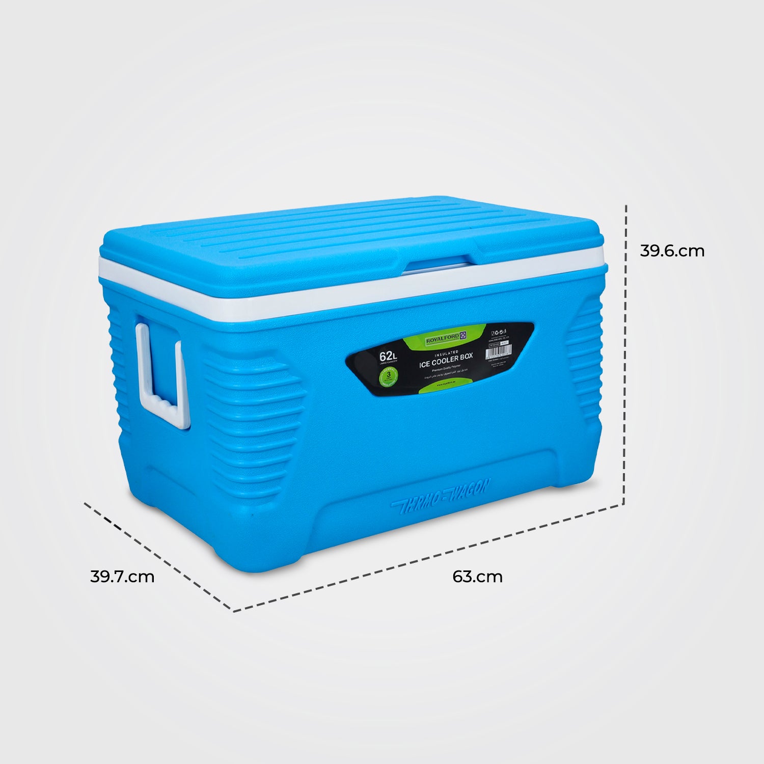 Royalford 62L Blue Insulated Ice Cooler Box Coolers