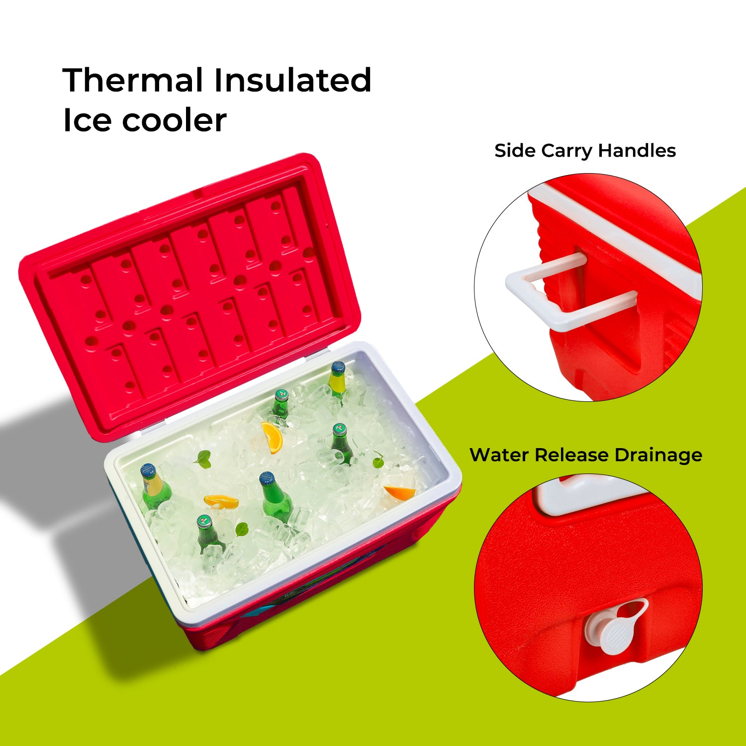 Royalford 62L Red Insulated Ice Cooler Box Coolers