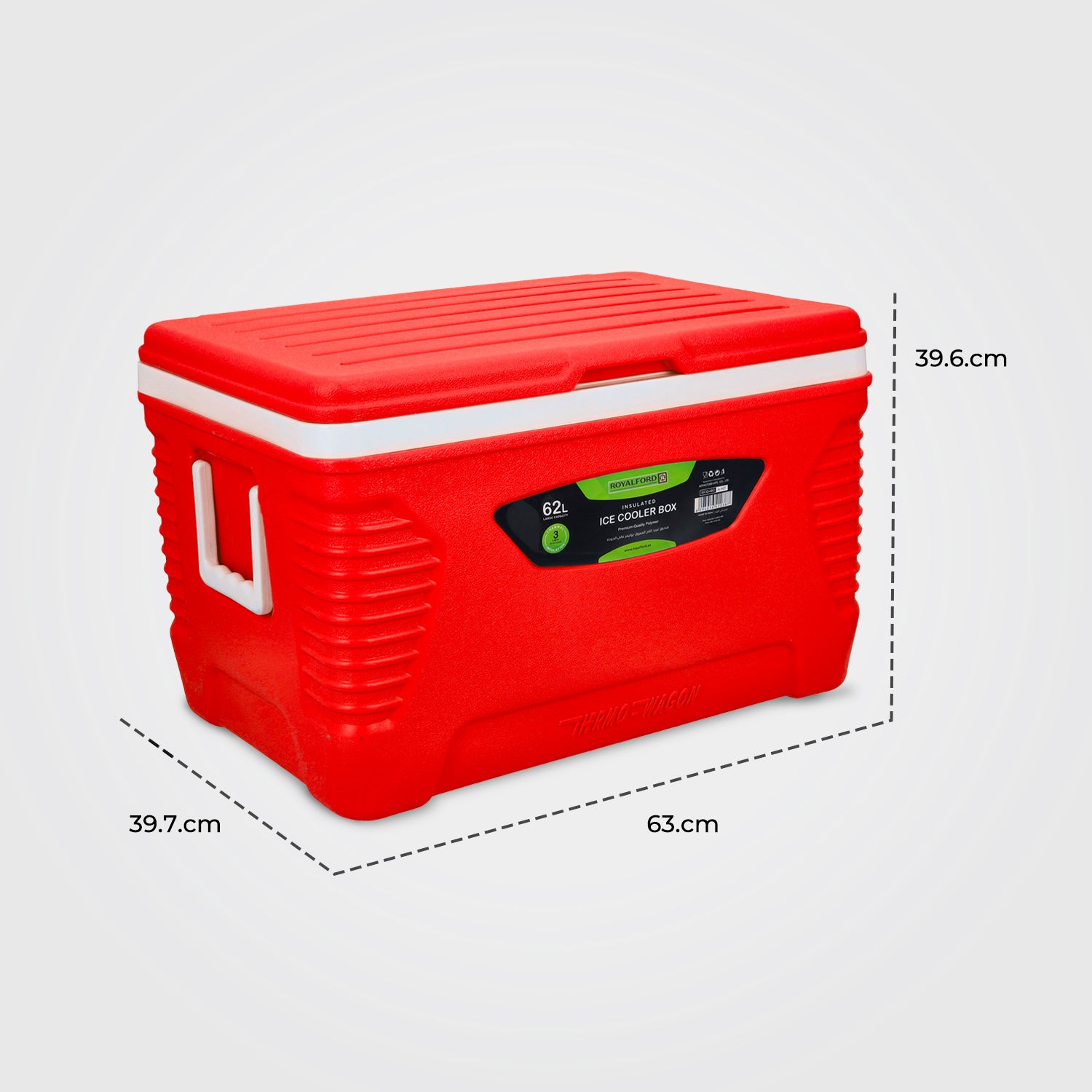 Royalford 62L Red Insulated Ice Cooler Box Coolers