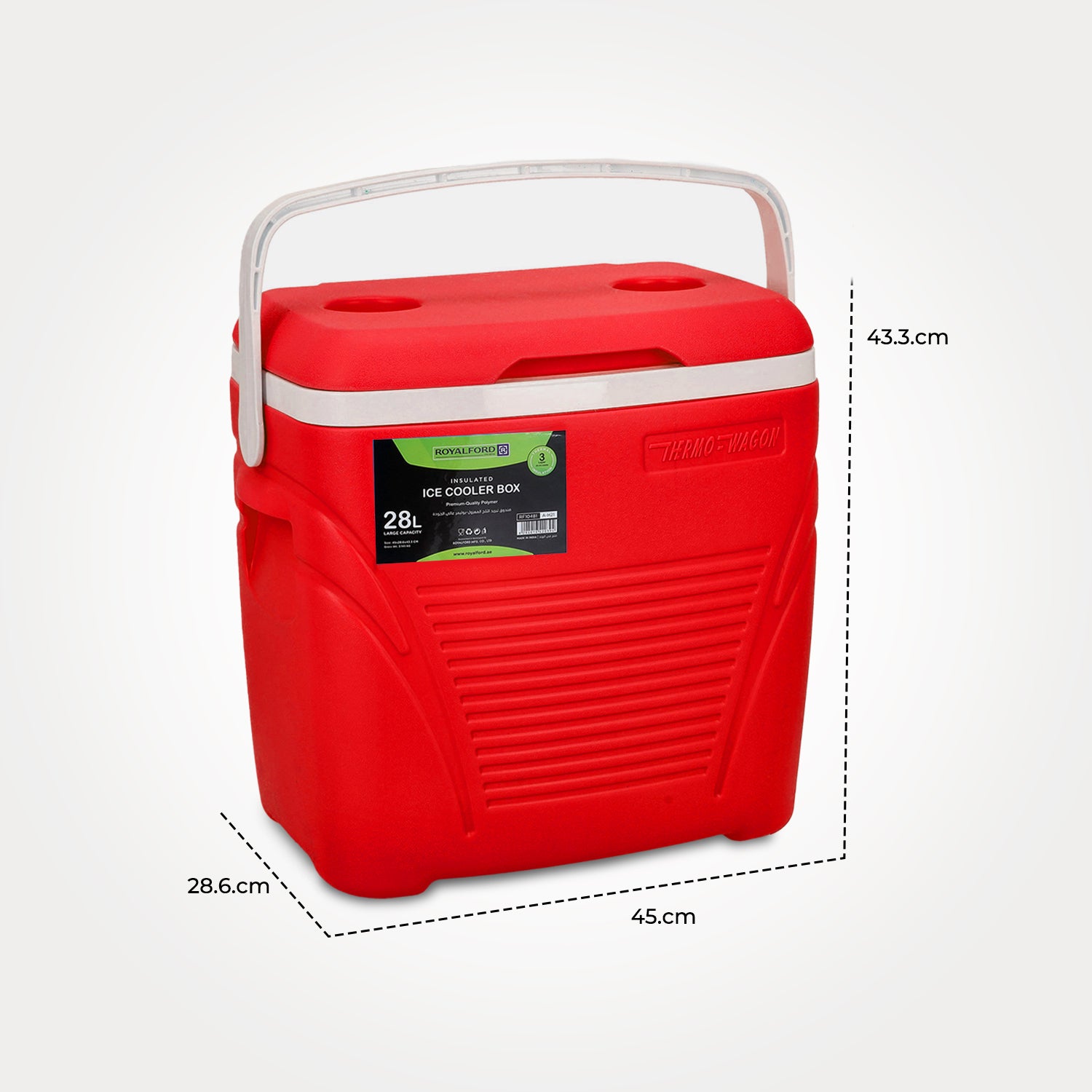 Royalford 28L Red Insulated Ice Cooler Box Coolers