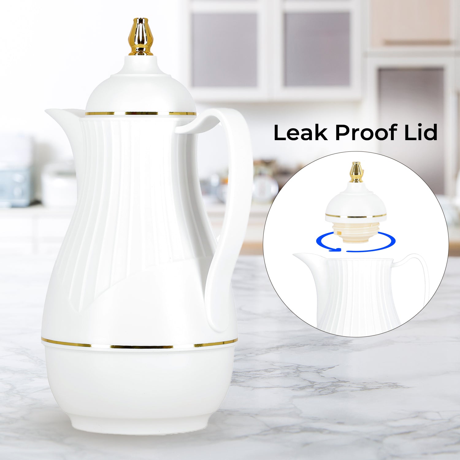 1L White Glass Vacuum Insulated Flask Jug
