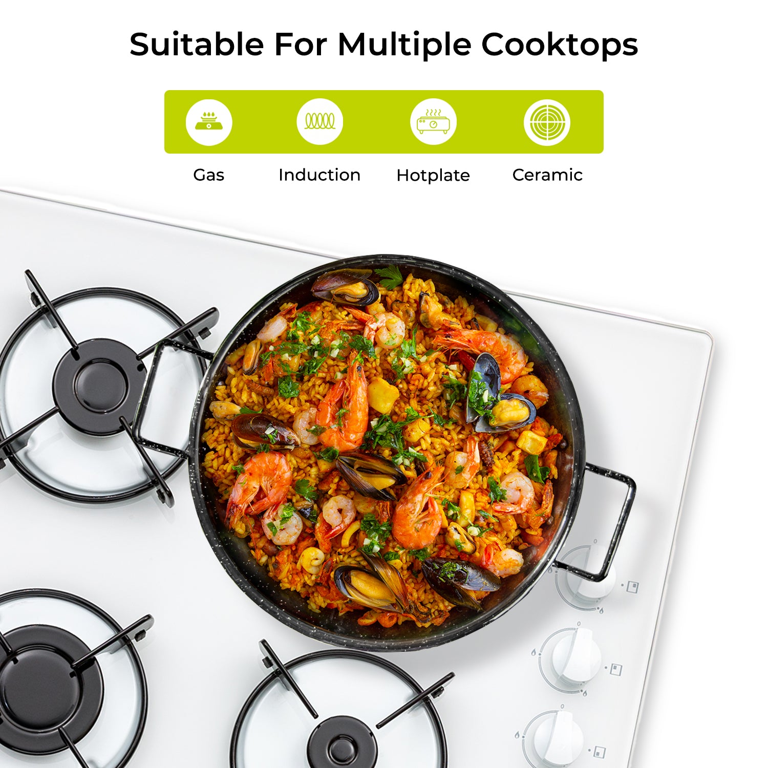 20cm Enamel Coated Non-Stick Deep Paella Wok Pan