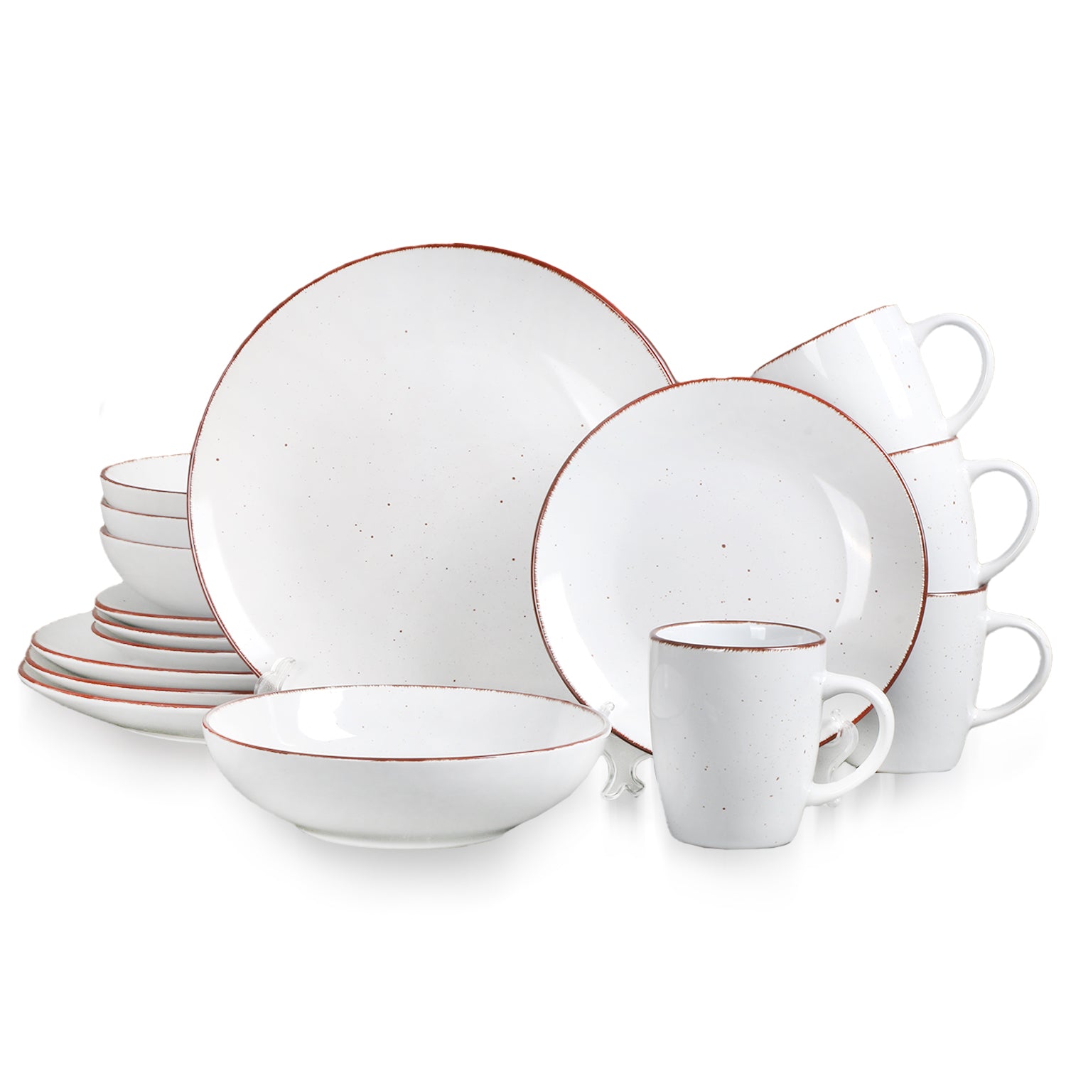 16 Piece 'Coastal White' Stoneware Dinnerware Set