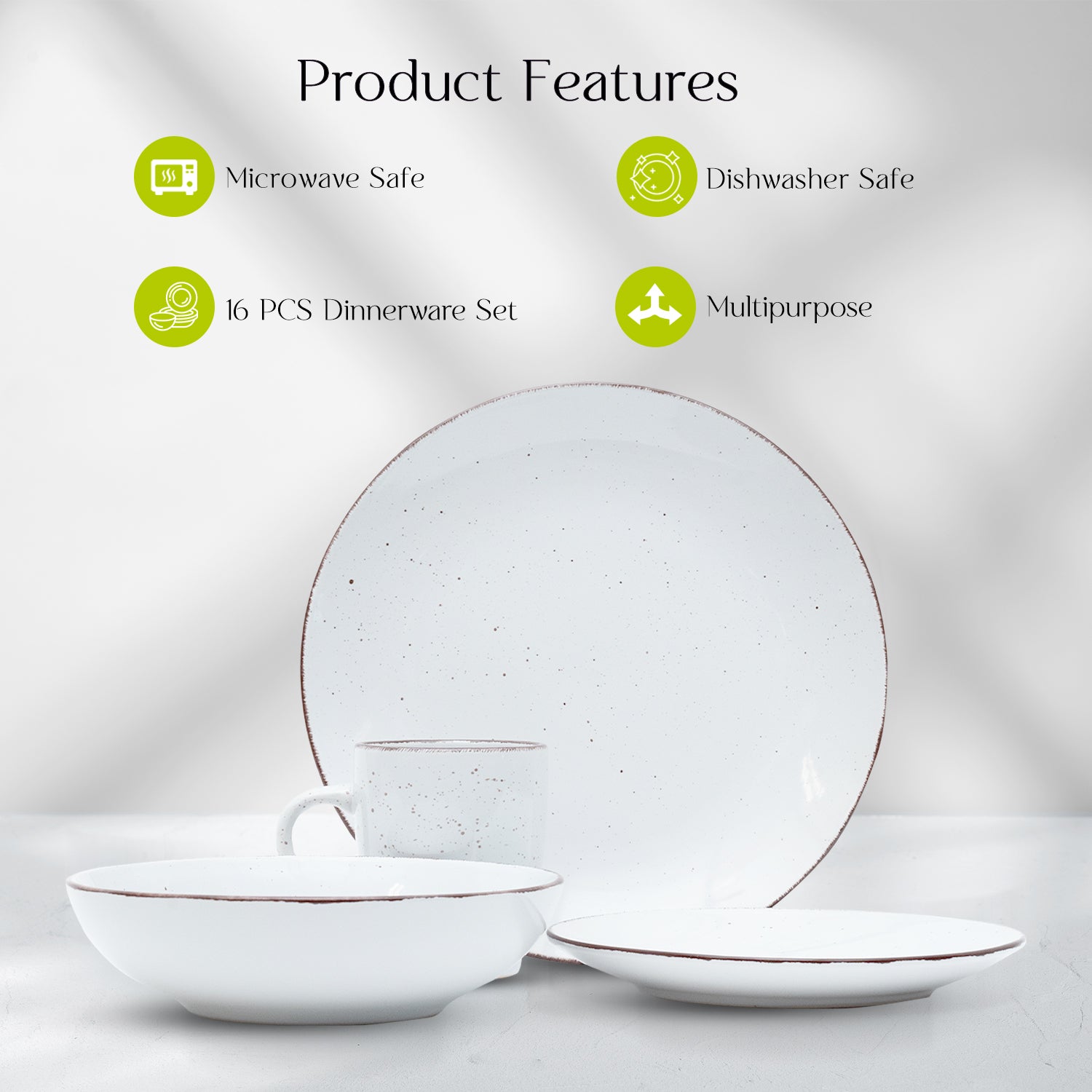 16 Piece 'Coastal White' Stoneware Dinnerware Set