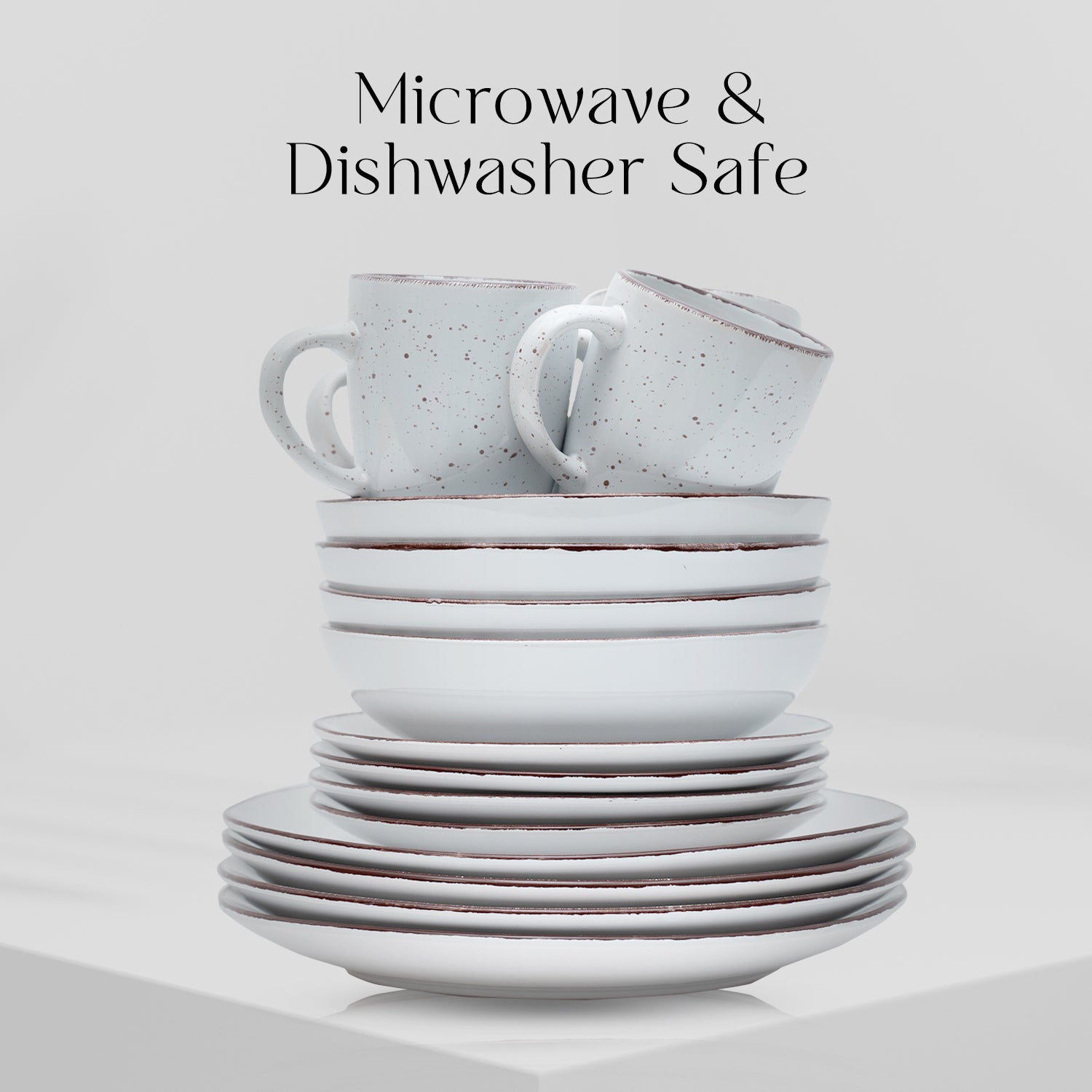 16 Piece 'Coastal White' Stoneware Dinnerware Set