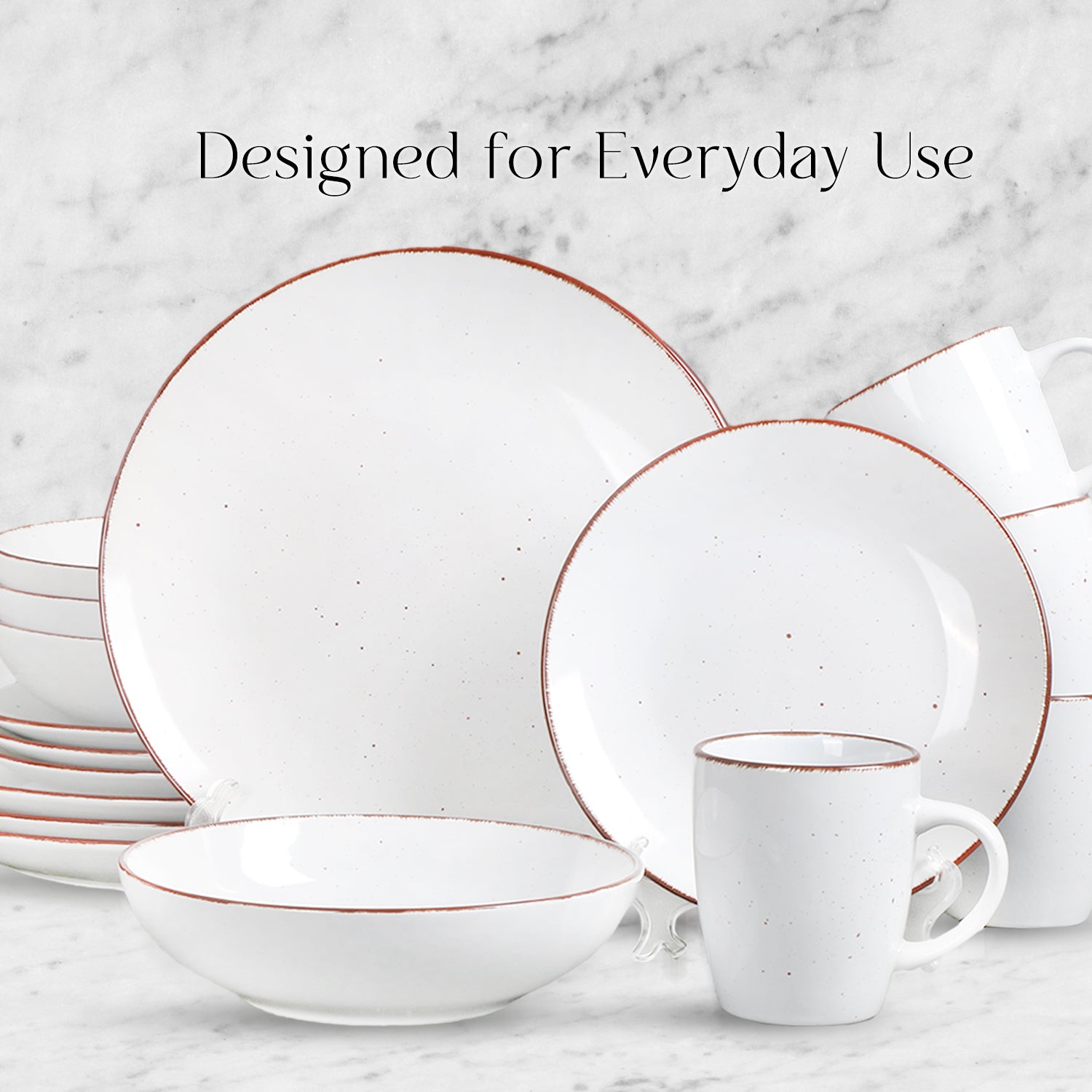 16 Piece 'Coastal White' Stoneware Dinnerware Set