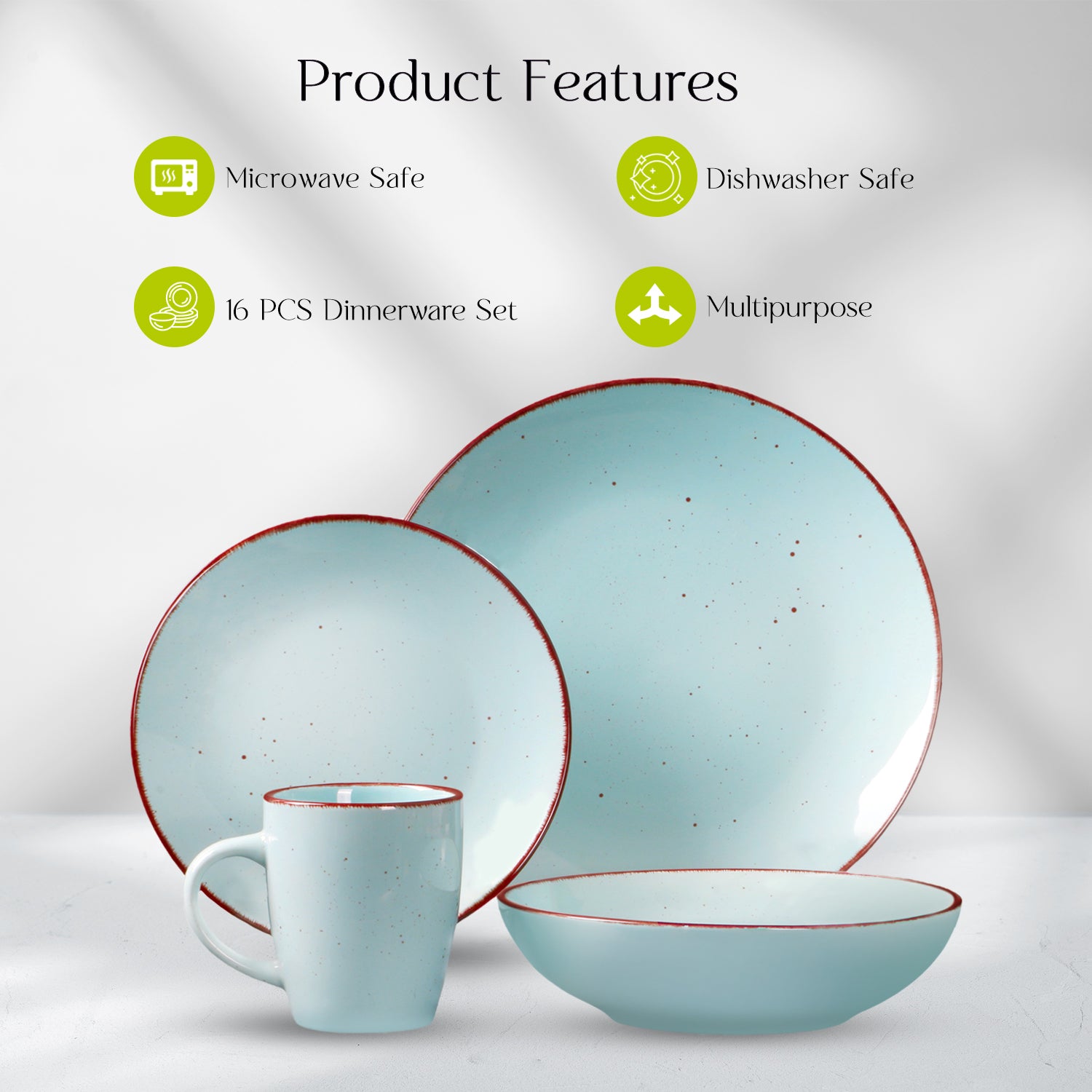 16 Piece 'Coastal Blue' Stoneware Dinnerware Set