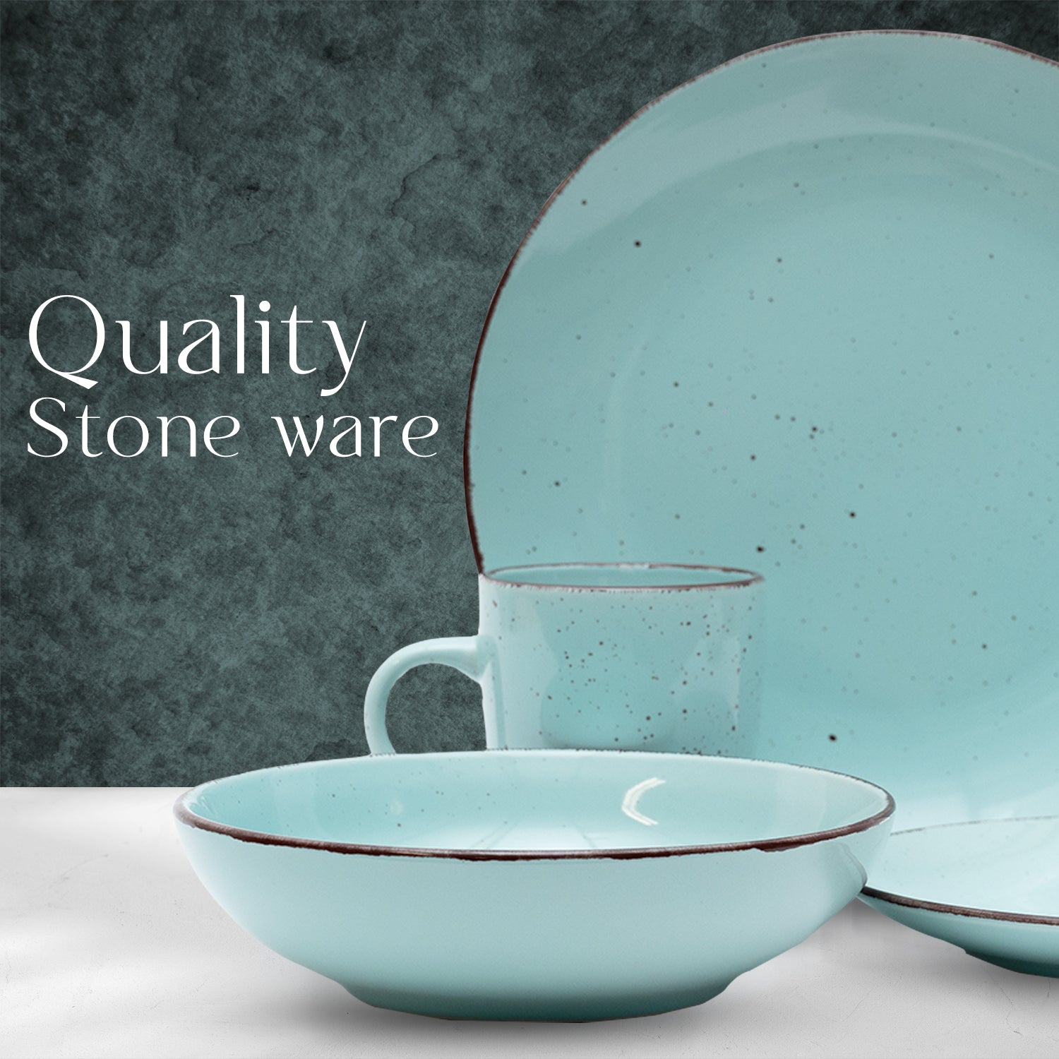 16 Piece 'Coastal Blue' Stoneware Dinnerware Set