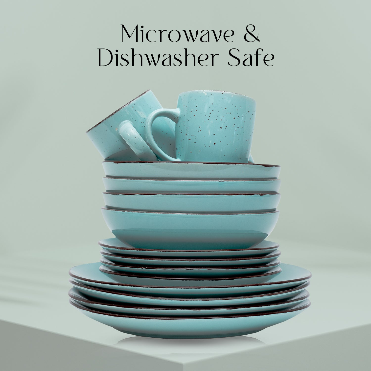 16 Piece 'Coastal Blue' Stoneware Dinnerware Set