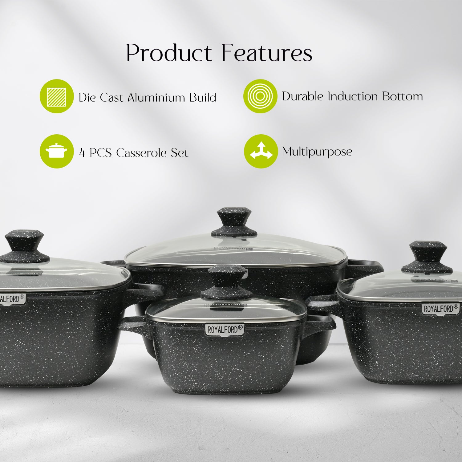 Four Piece Die-Cast Lightweight Aluminium Cookware Set