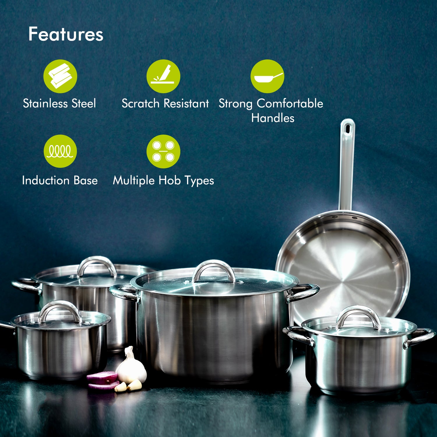 Royalford Stainless Steel Four-Piece Cookware Set