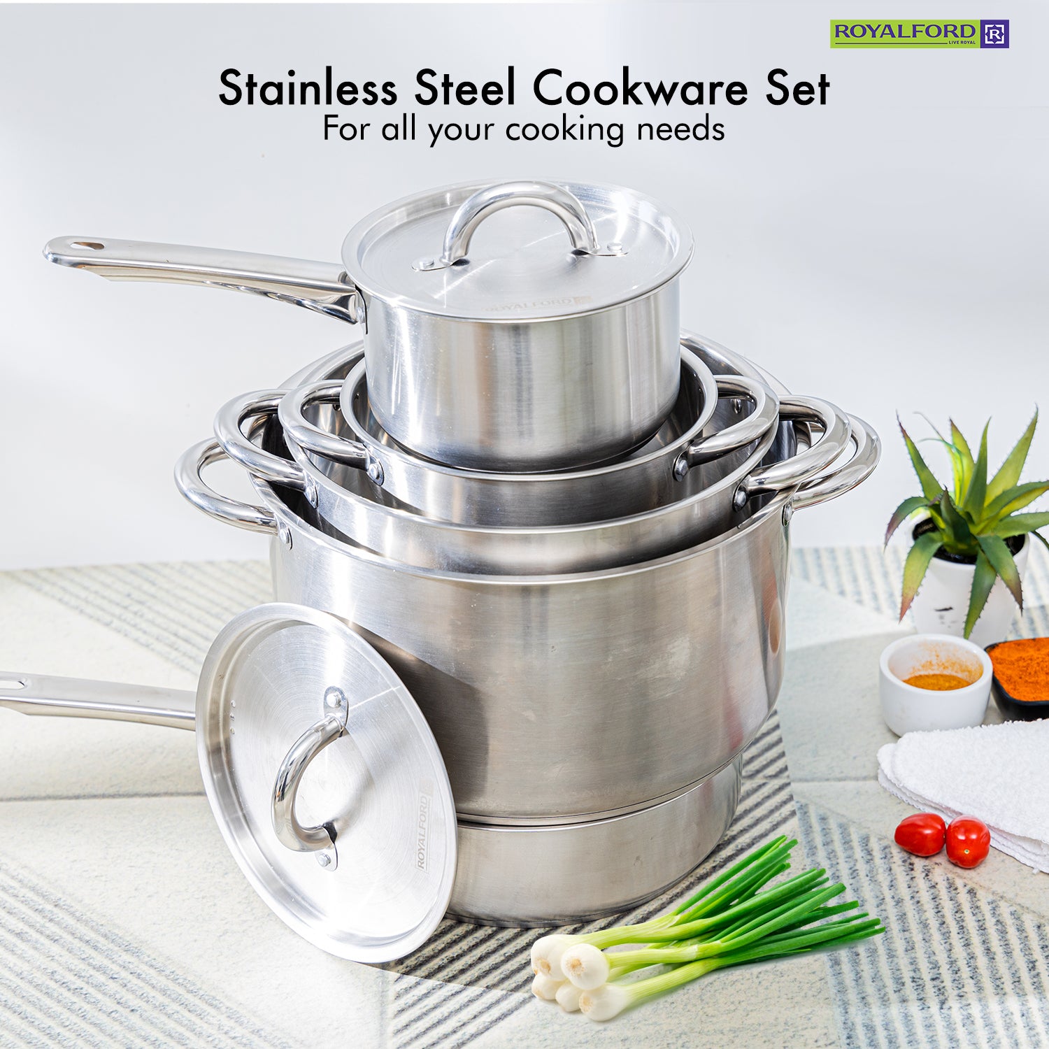 Royalford Stainless Steel Four-Piece Cookware Set