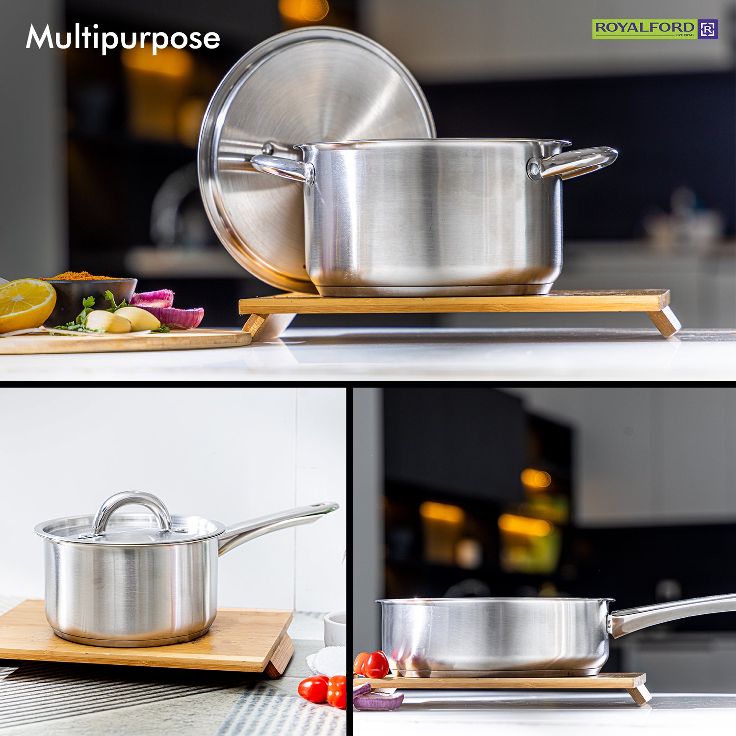 Royalford Stainless Steel Four-Piece Cookware Set