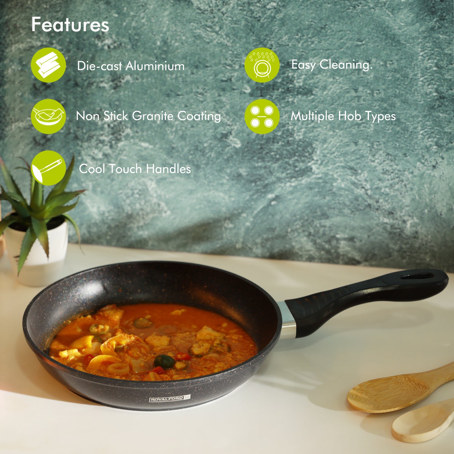 Marble Black Frying Pan Set (2 Piece) By Royalford Royalford