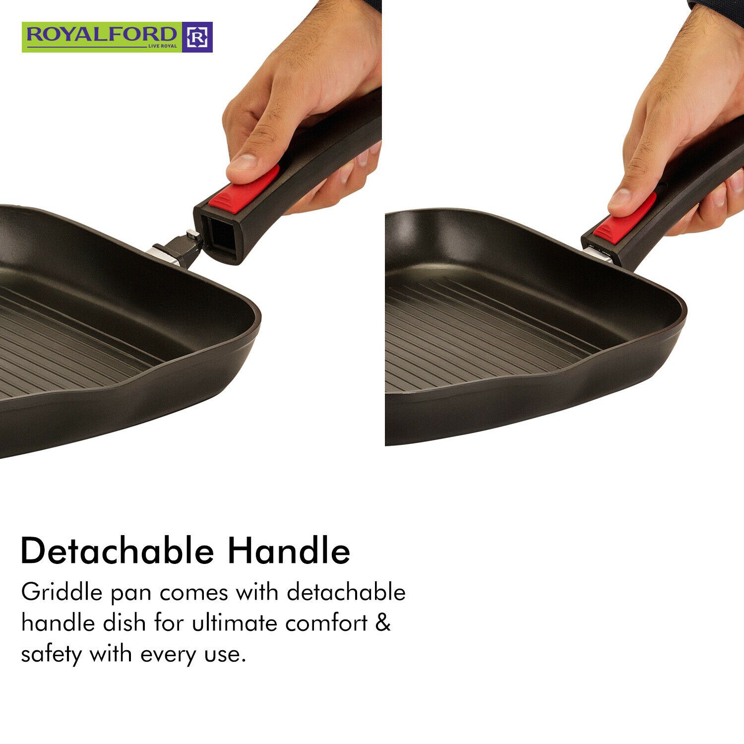 Grill Frying Pan With Detachable Handle By Royalford Royalford