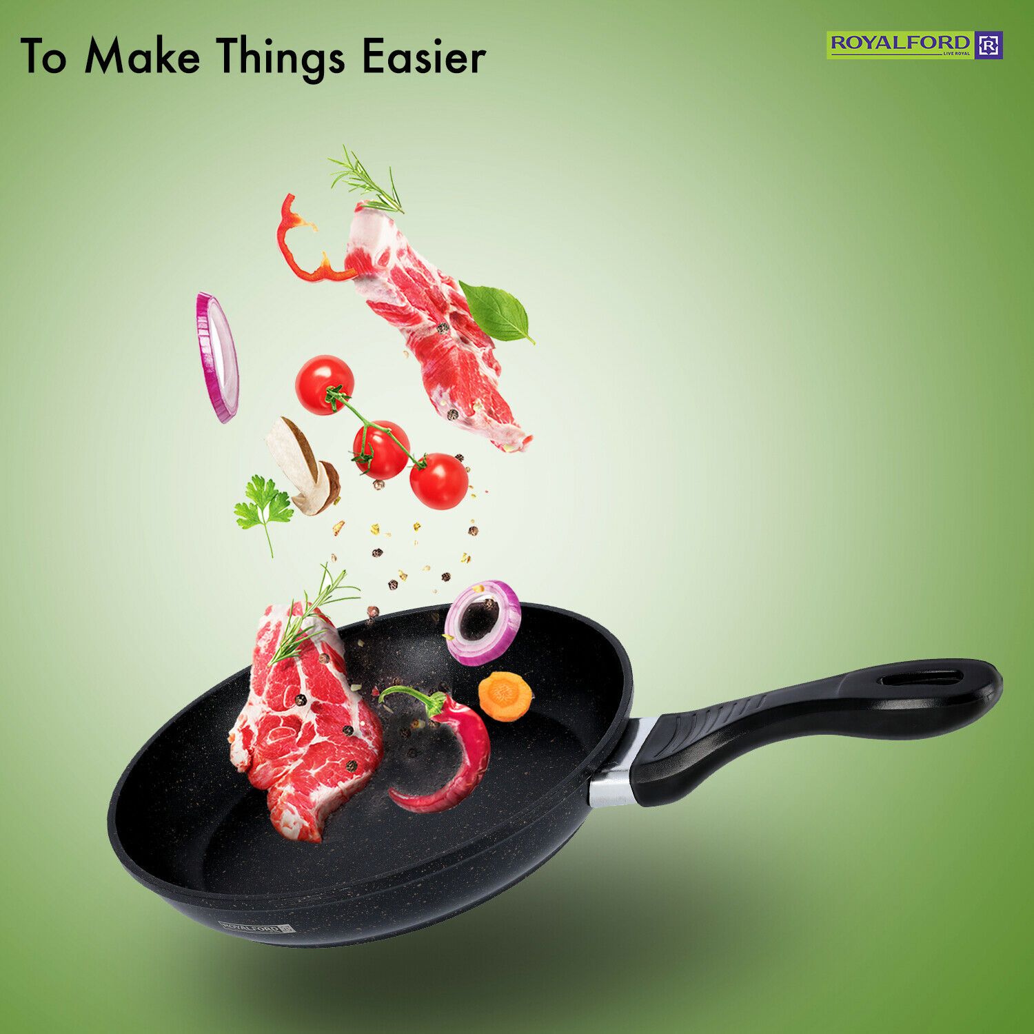 Marble Black Frying Pan Set (2 Piece) By Royalford Royalford