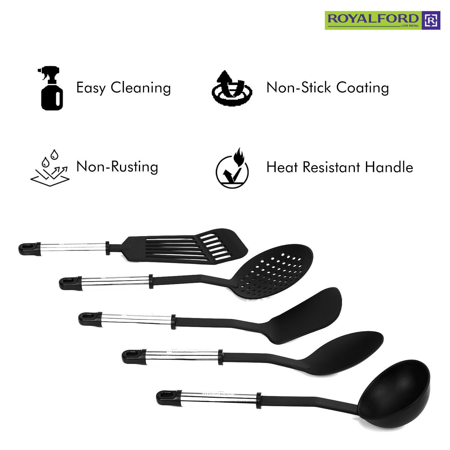 Nylon Kitchen Cooking Utensils Set (5 Pieces) Royalford Royalford