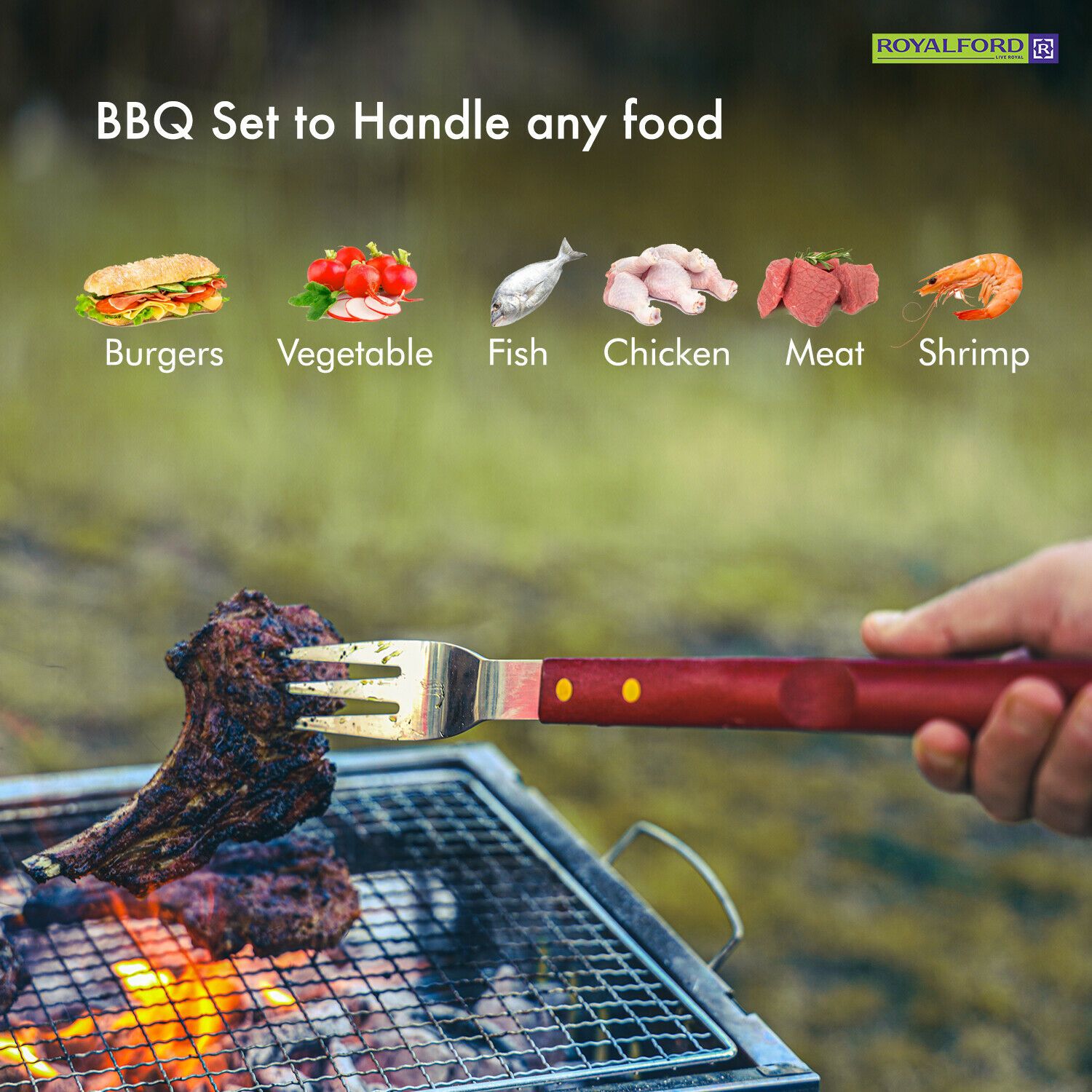 BBQ Stainless Steel Barbeque Utensils Grill Tool Set By Royalford Royalford
