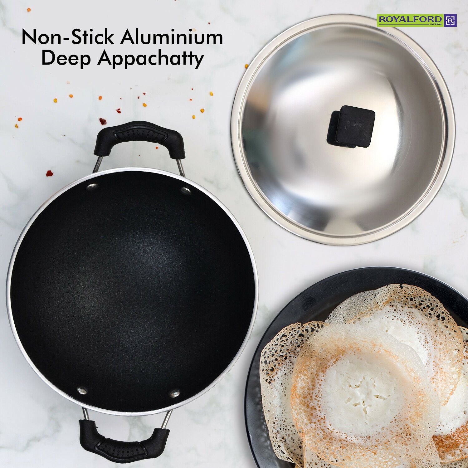 Appachatty Deep Appam Pan With Lid By Royalford Royalford