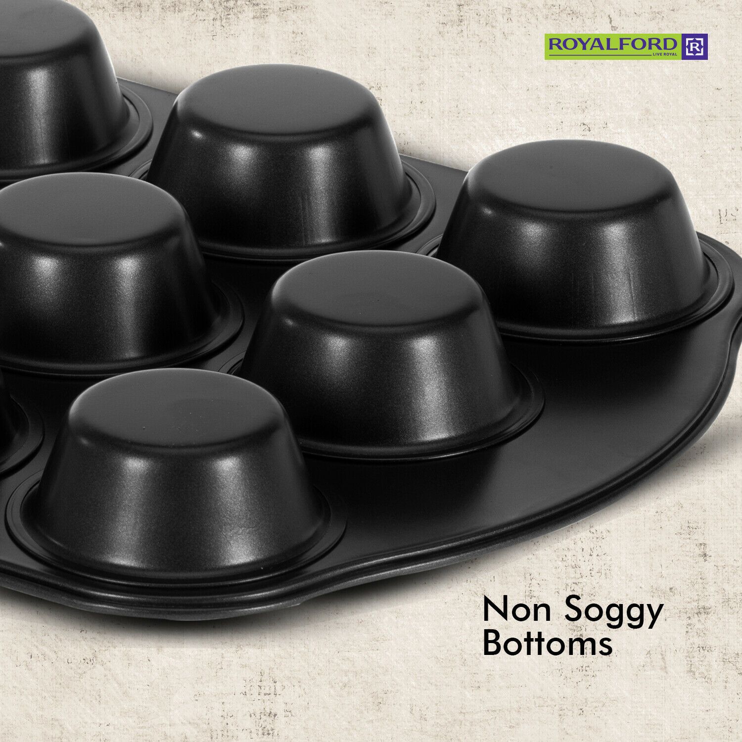 Royalford - Non-Stick Cupcake Baking Tin Tray Royalford