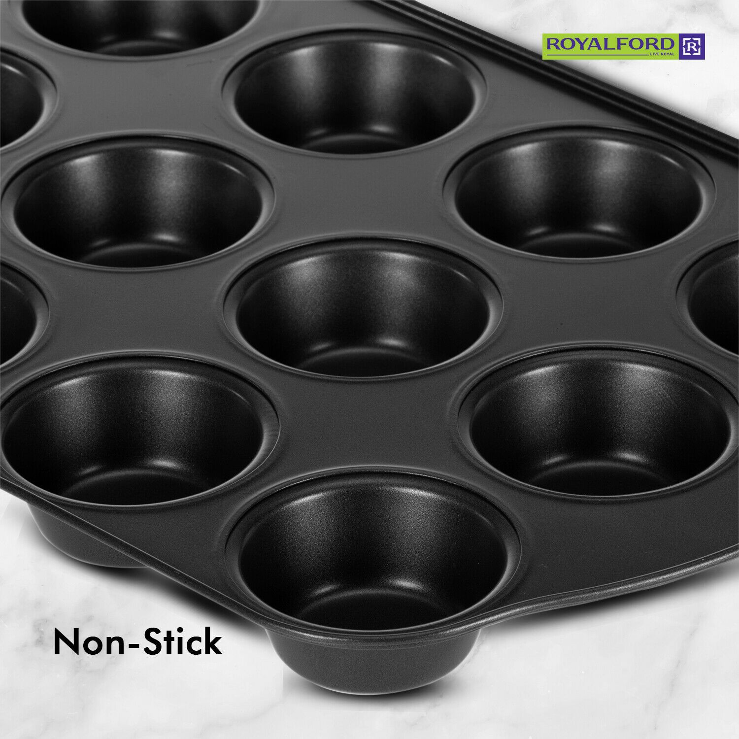 Royalford - Non-Stick Cupcake Baking Tin Tray Royalford