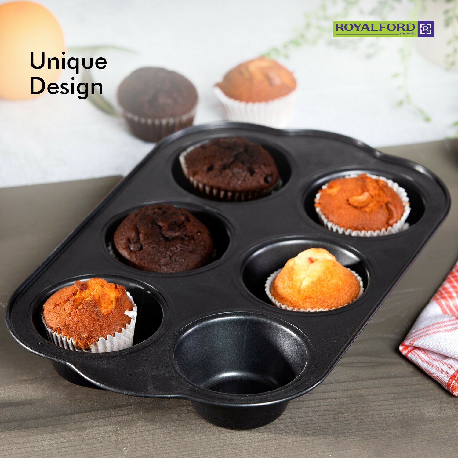 Royalford - Non-Stick Cupcake Baking Tin Tray Royalford