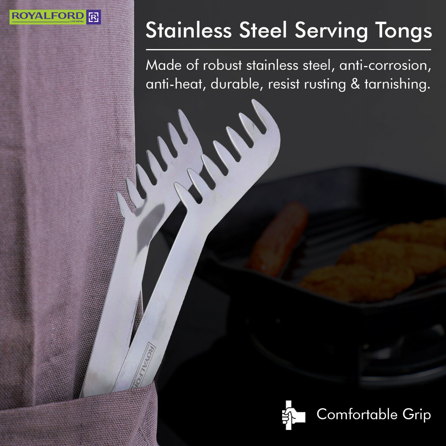 Stainless Steel Serving Tongs By Royalford Royalford